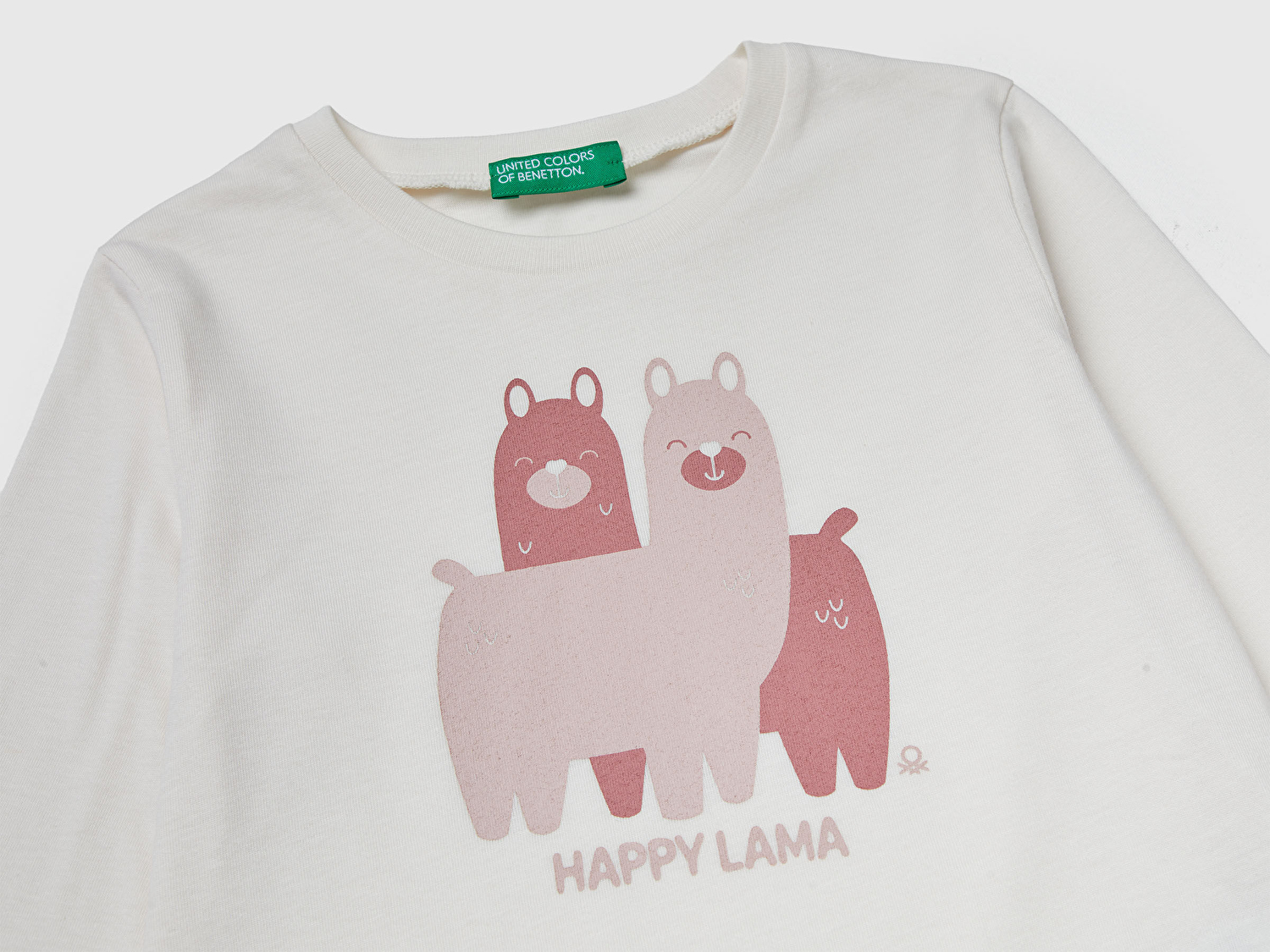 Benetton Kız Bebek Ekru Önü Baskılı Ribana Yakalı Regular Fit Sweatshirt