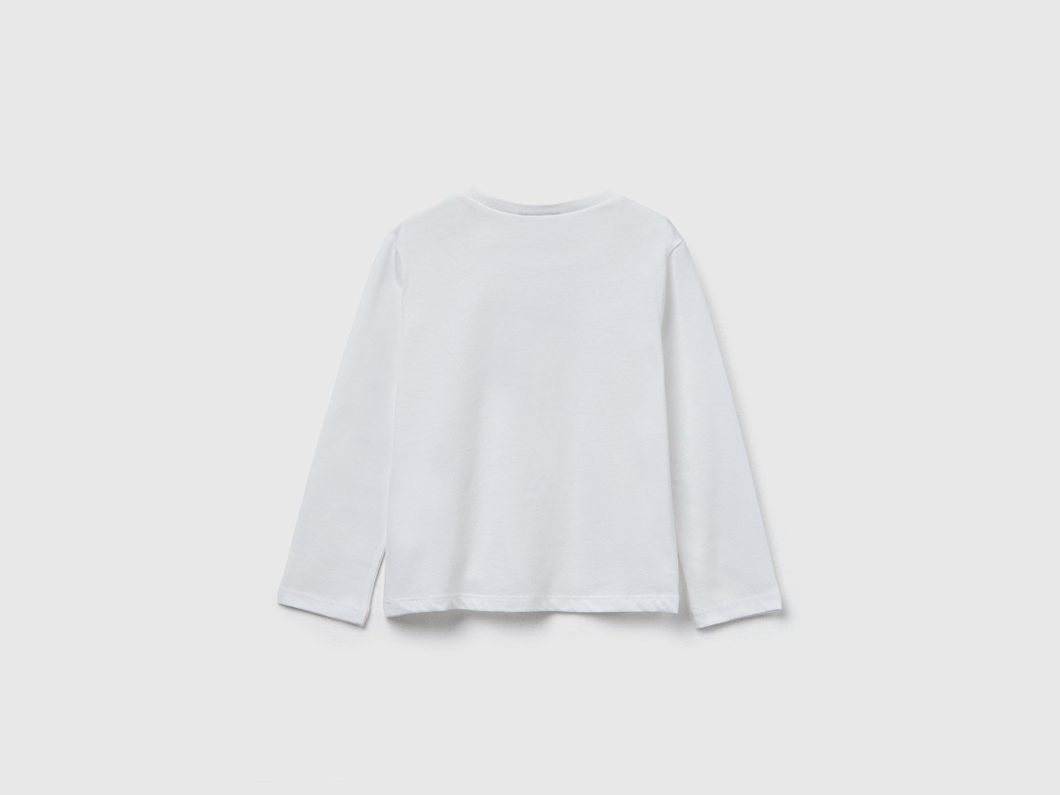 Benetton Kız Bebek Krem Önü Baskılı Ribana Yakalı Regular Fit Sweatshirt