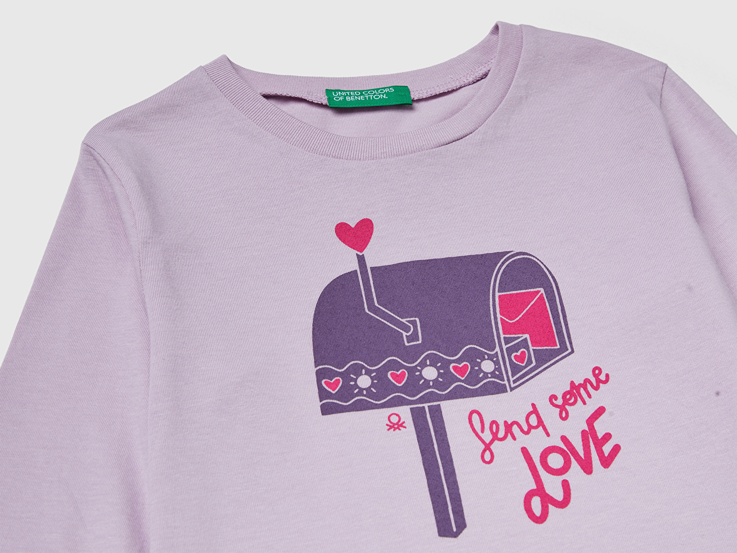 Benetton Kız Bebek Lila Önü Baskılı Ribana Yakalı Regular Fit Sweatshirt
