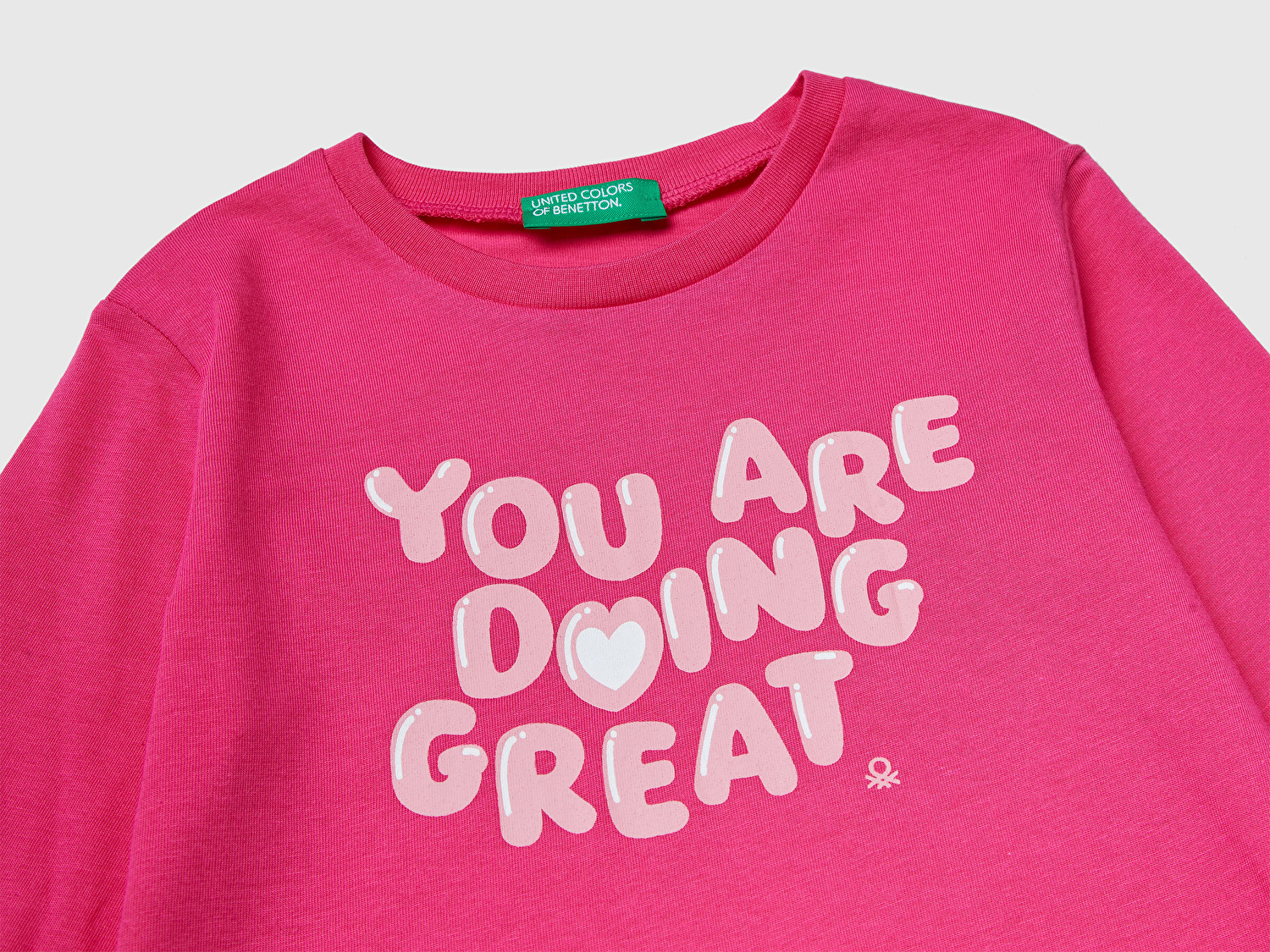 Benetton Kız Bebek Pembe Önü Baskılı Ribana Yakalı Regular Fit Sweatshirt