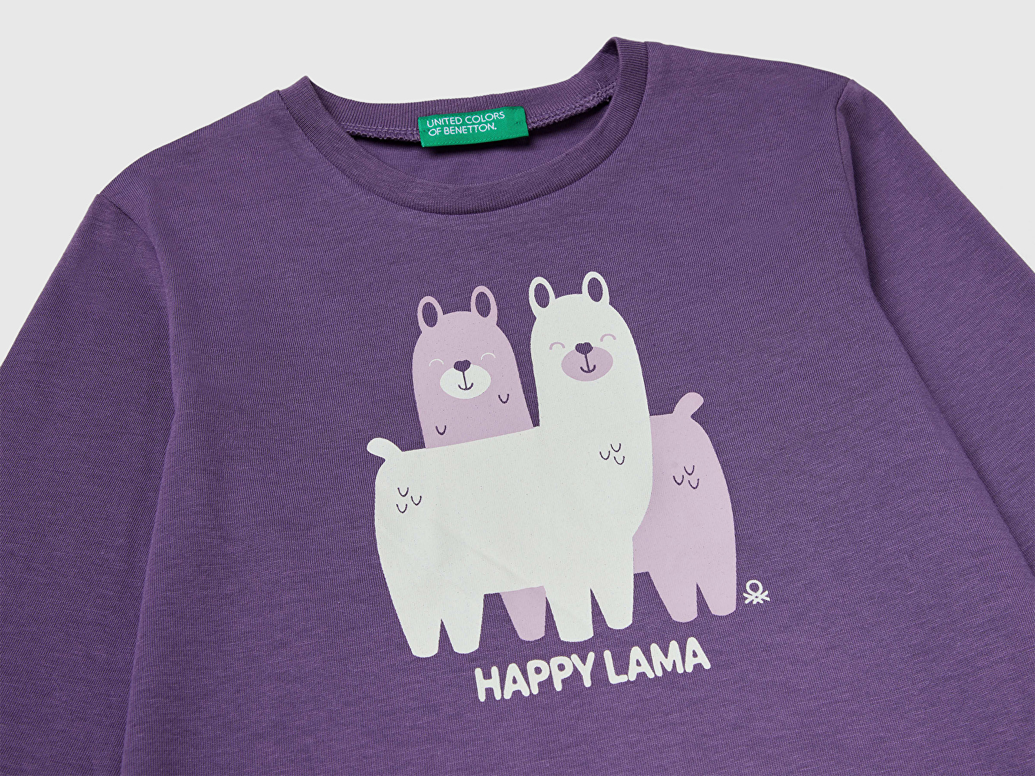Benetton Kız Bebek Mor Önü Baskılı Ribana Yakalı Regular Fit Sweatshirt