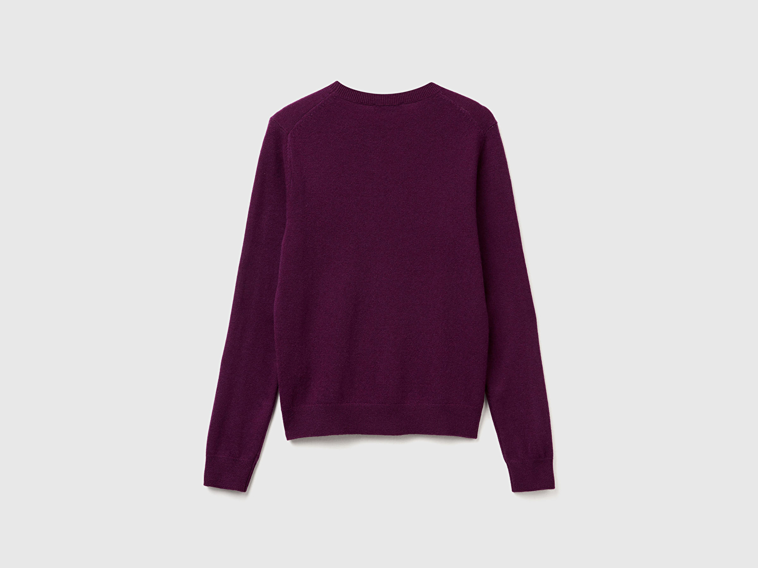 Benetton Kadın Mürdüm %100 Merino Bisiklet Yaka Kazak