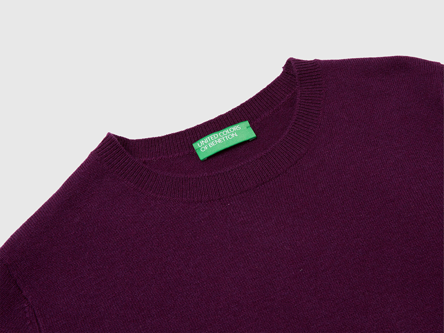 Benetton Kadın Mürdüm %100 Merino Bisiklet Yaka Kazak