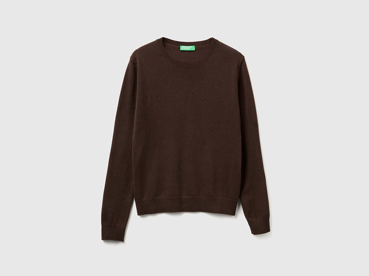 Benetton Kadın Koyu Kahverengi %100 Merino Bisiklet Yaka Kazak