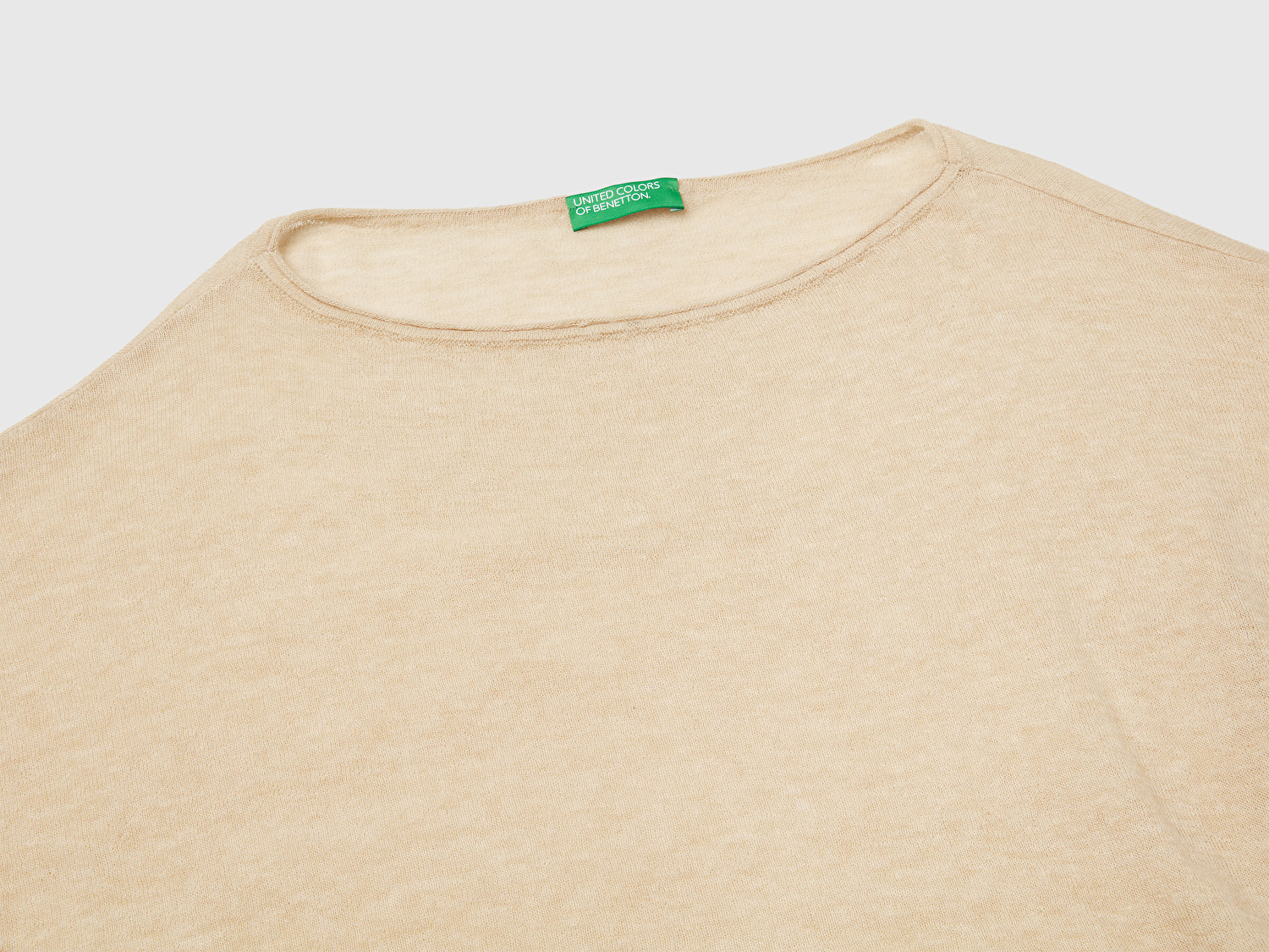 Benetton Kadın Ekru Alpaka ve Yün Karışımlı Düğme Detaylı Beli Bağlamalı Kazak