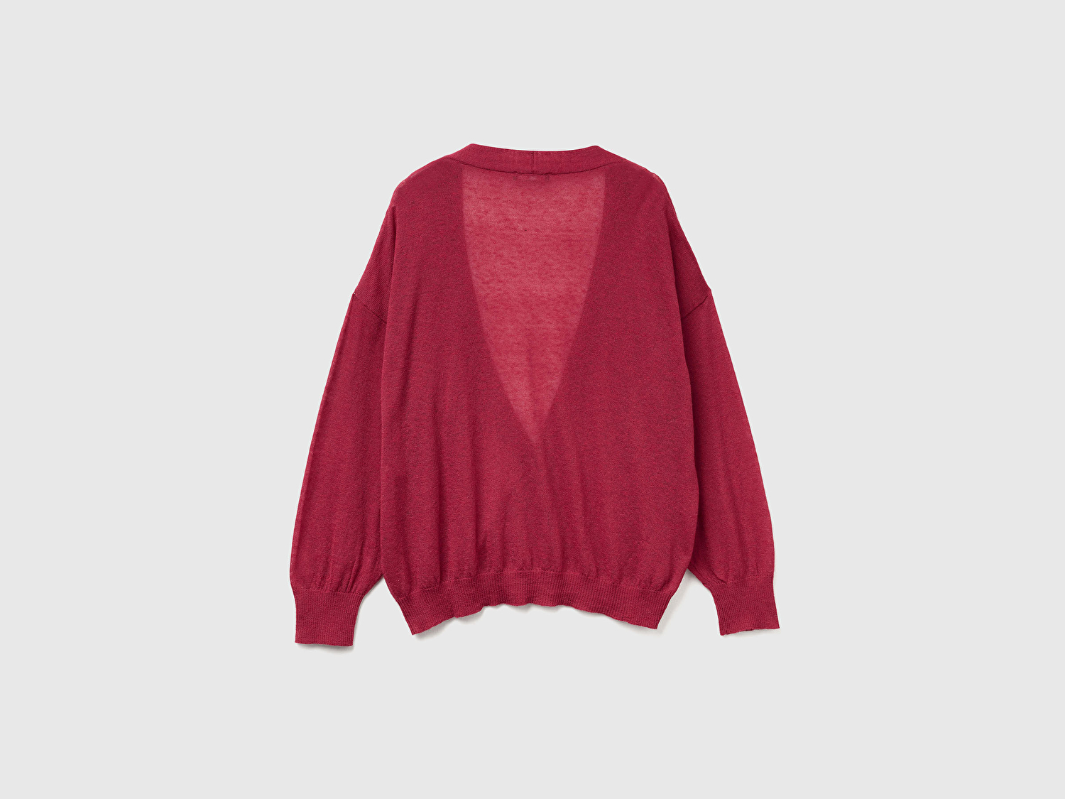 Benetton Kadın Fuşya Alpaka ve Yün Karışımlı Ribana Detaylı Düğmeli Hırka