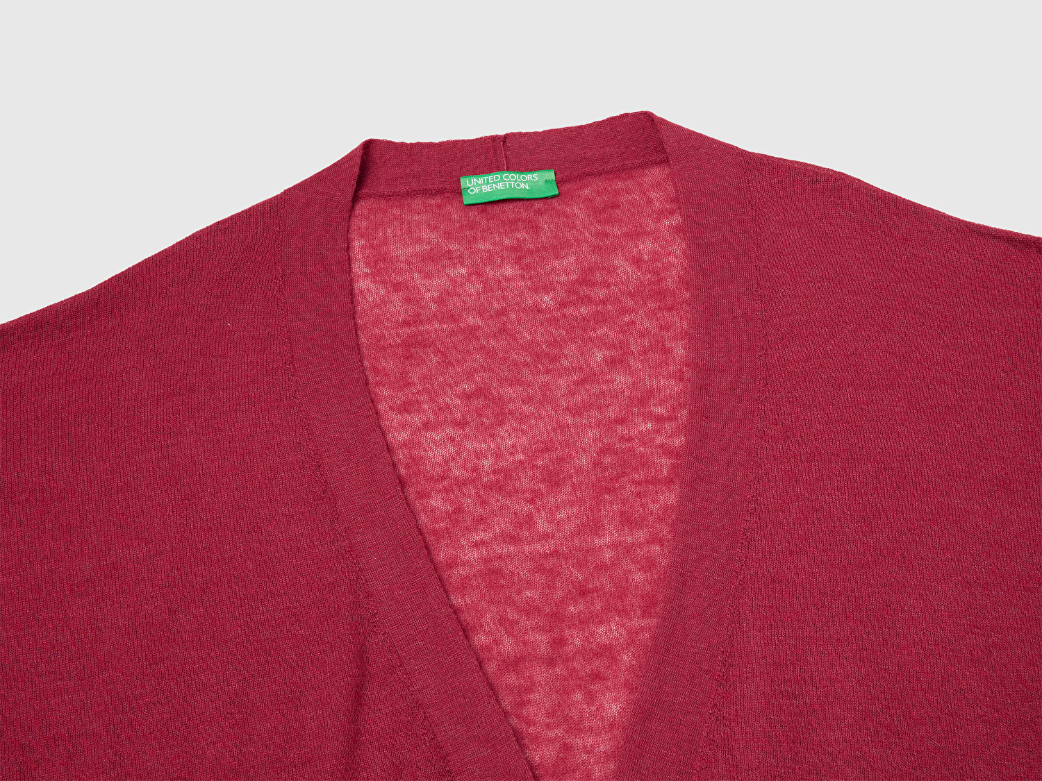 Benetton Kadın Fuşya Alpaka ve Yün Karışımlı Ribana Detaylı Düğmeli Hırka