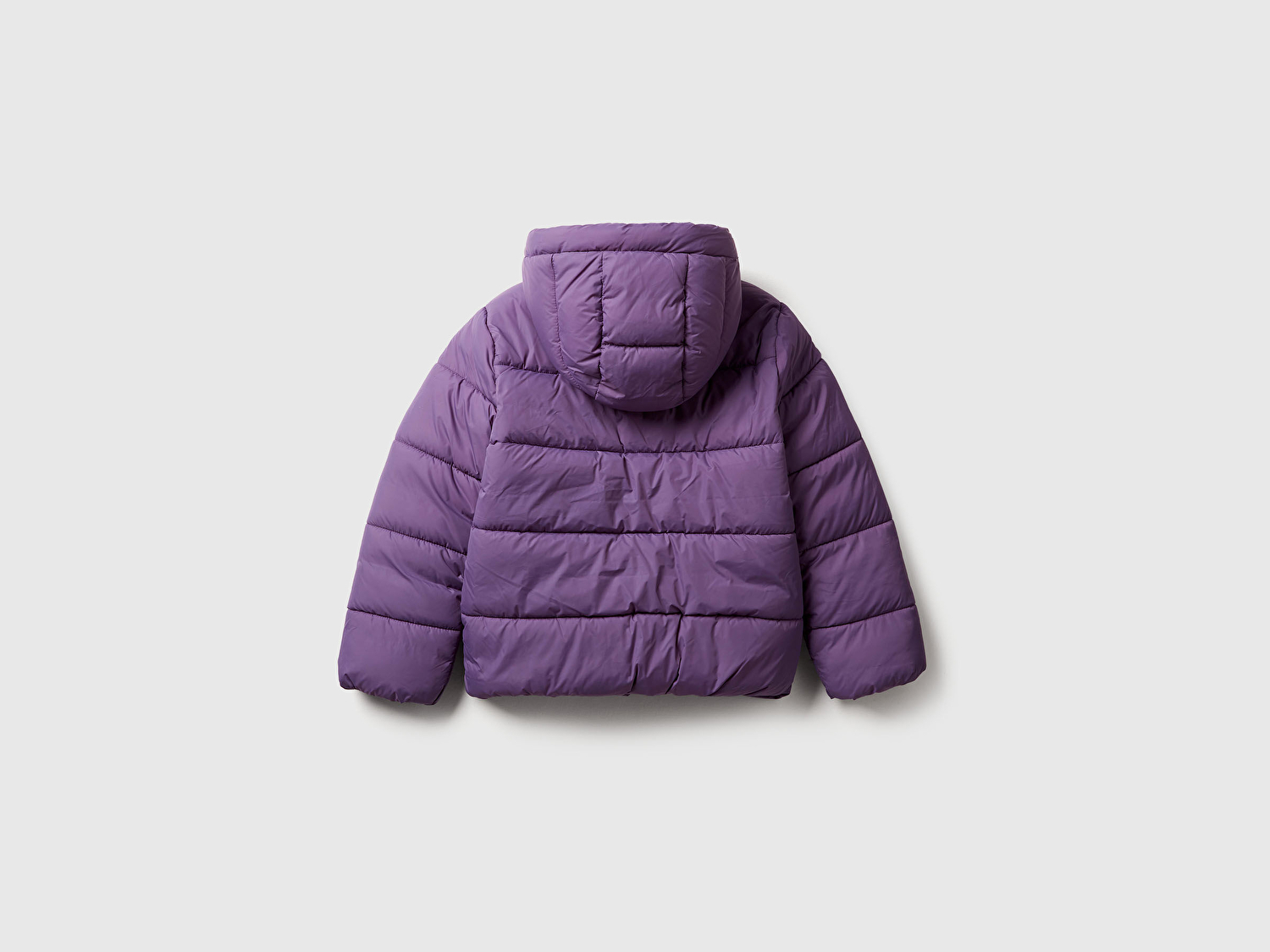 Benetton Kız Çocuk Mor Sol Göğsü Logo İşlemeli Cepli Kapüşonlu Yüksek Yaka Mont