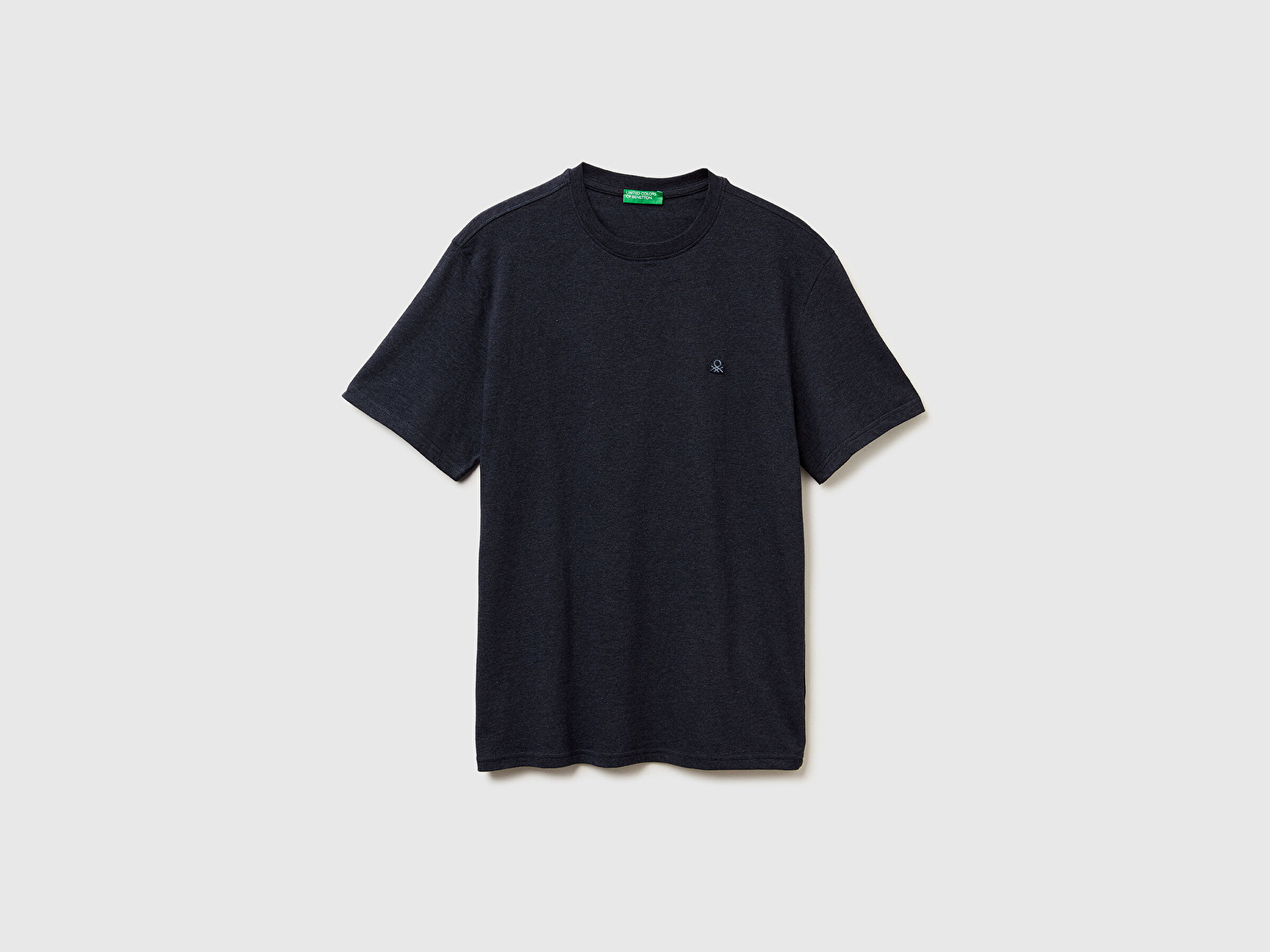 Erkek Lacivert Mix %100 Pamuk Logo İşlemeli Bisiklet Yaka T-Shirt