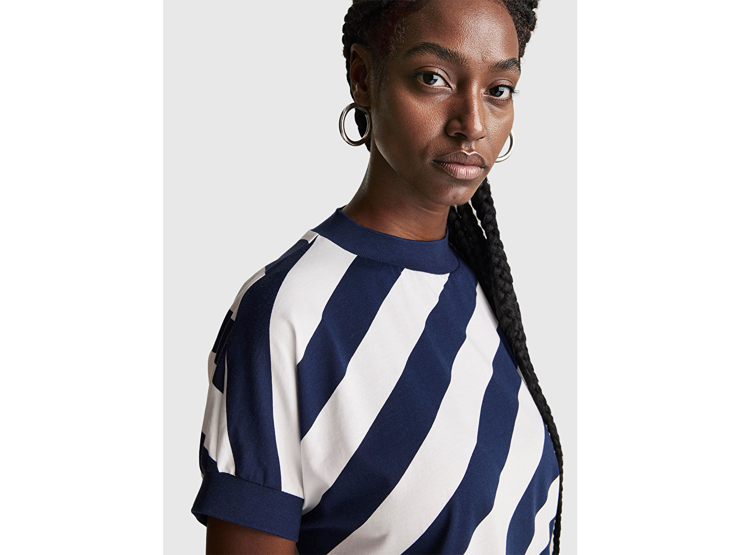 Benetton Kadın Lacivert %100 Pamuk Çift Renk Bloklu T-Shirt