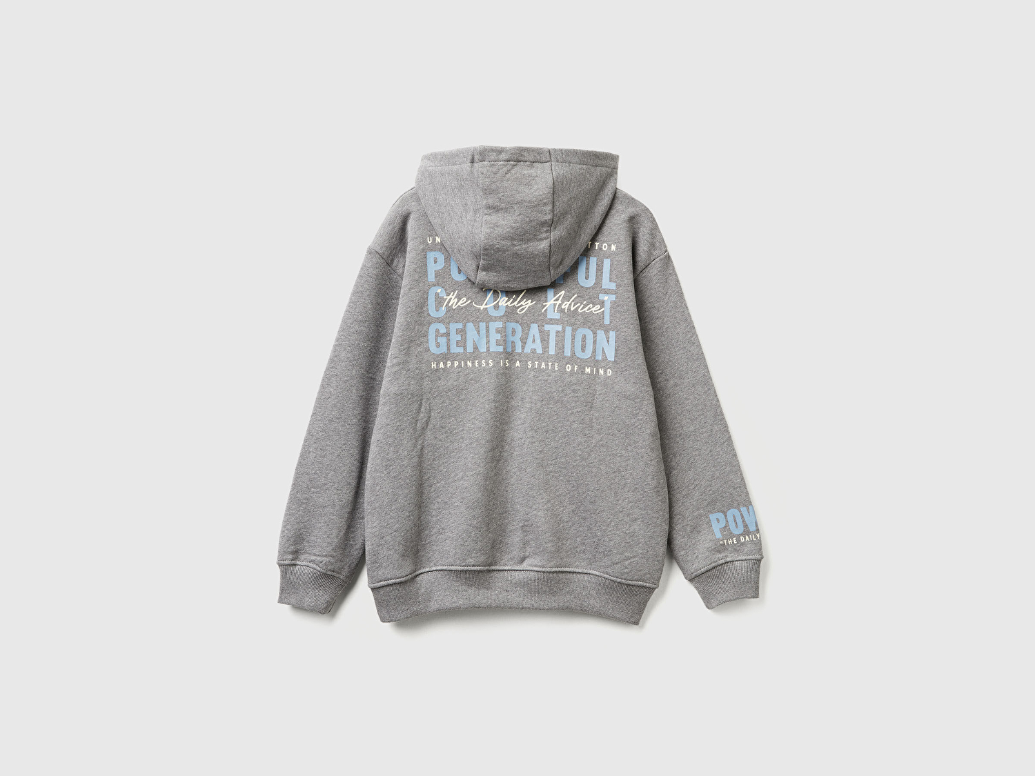 Benetton Erkek Çocuk Antrasit Melanj Baskılı Önü Fermuarlı Kapüşonlu Oversize Sweatshirt