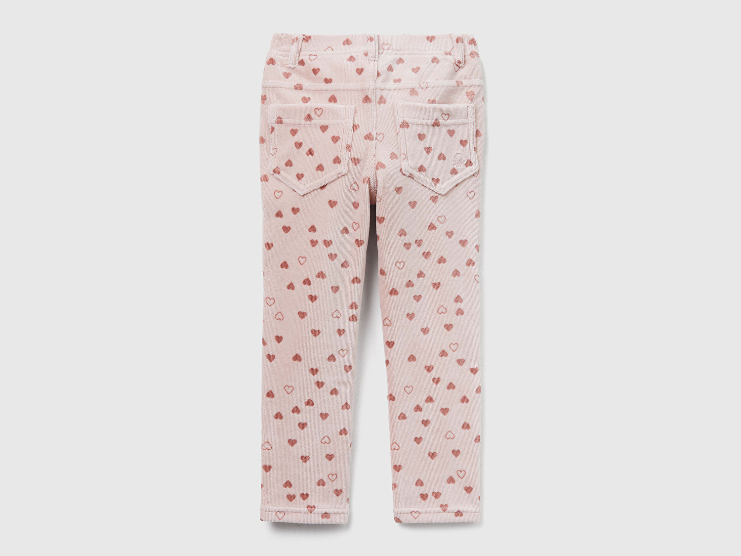Benetton Kız Bebek Pembe Mix Baskılı Logo İşlemeli Beli Lastikli Slim Fit Streç Pantolon
