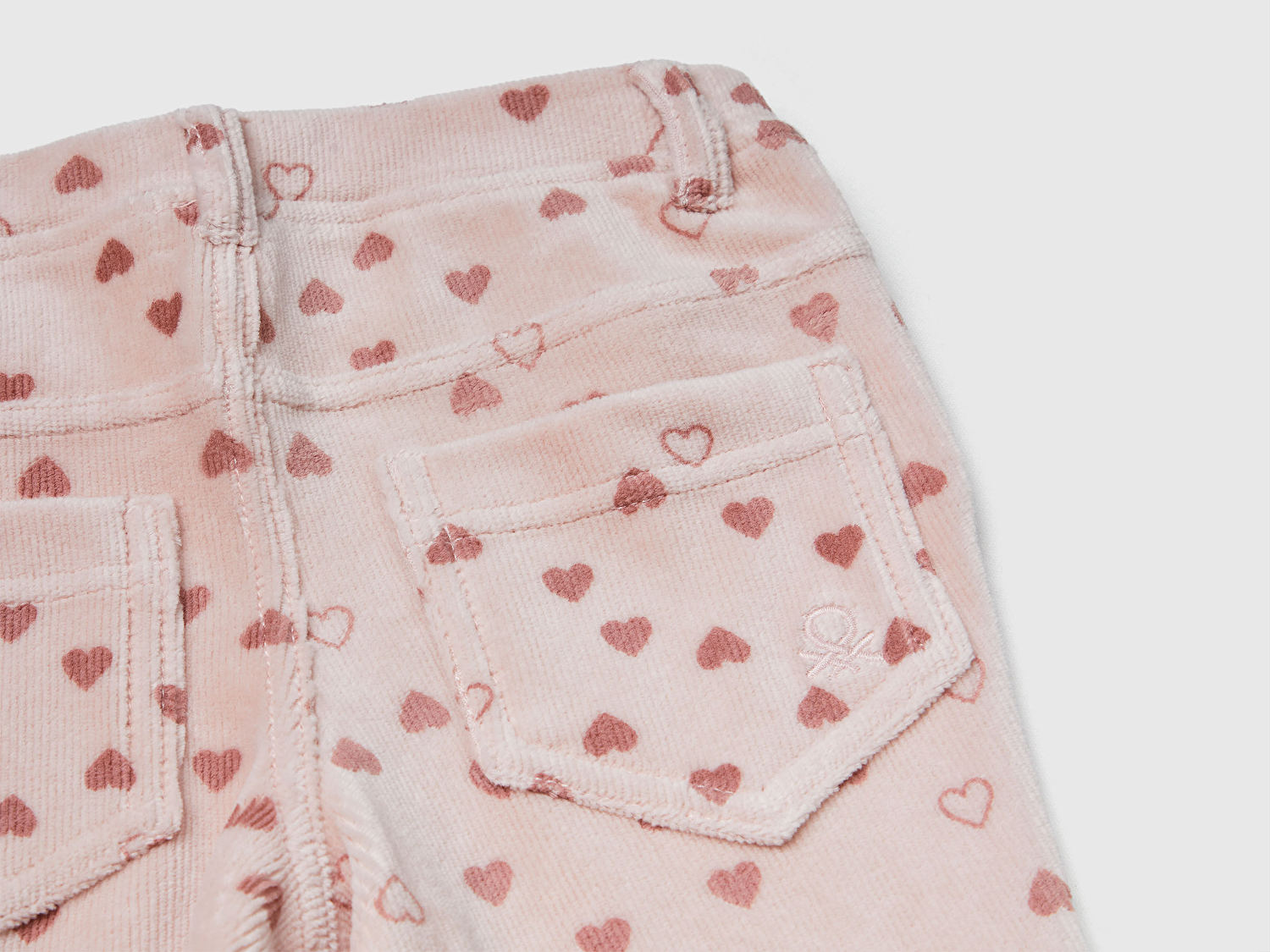 Benetton Kız Bebek Pembe Mix Baskılı Logo İşlemeli Beli Lastikli Slim Fit Streç Pantolon