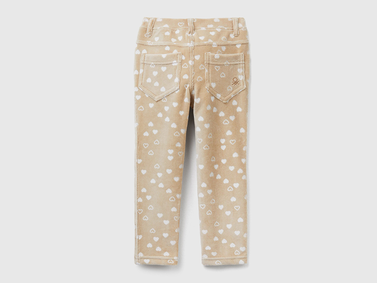 Benetton Kız Bebek Taba Baskılı Logo İşlemeli Beli Lastikli Slim Fit Streç Pantolon