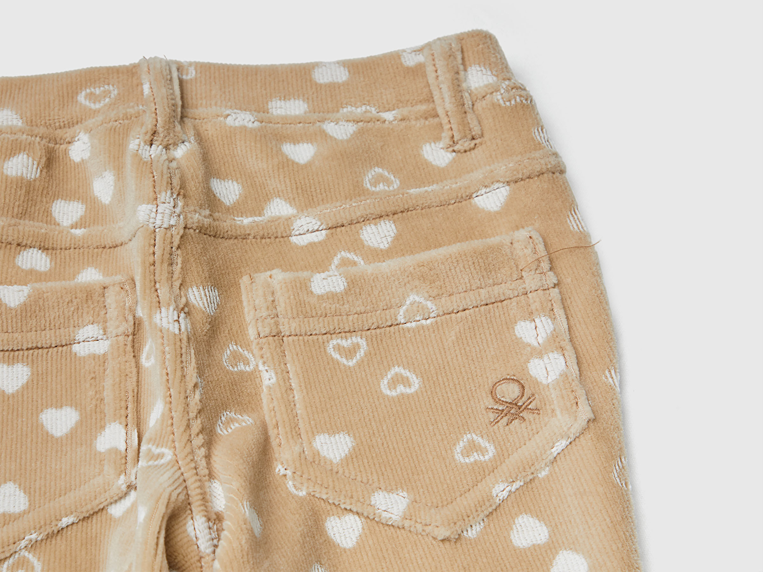 Benetton Kız Bebek Taba Baskılı Logo İşlemeli Beli Lastikli Slim Fit Streç Pantolon
