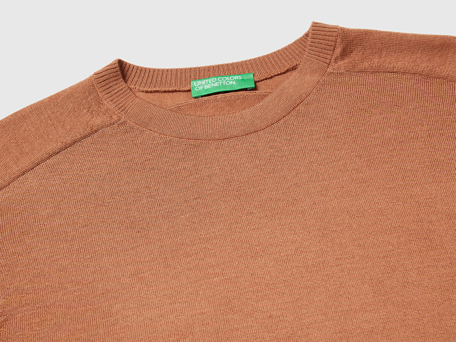 Benetton Kadın Taba  %100 Yün Bisiklet Yaka Kısa Kollu Kazak