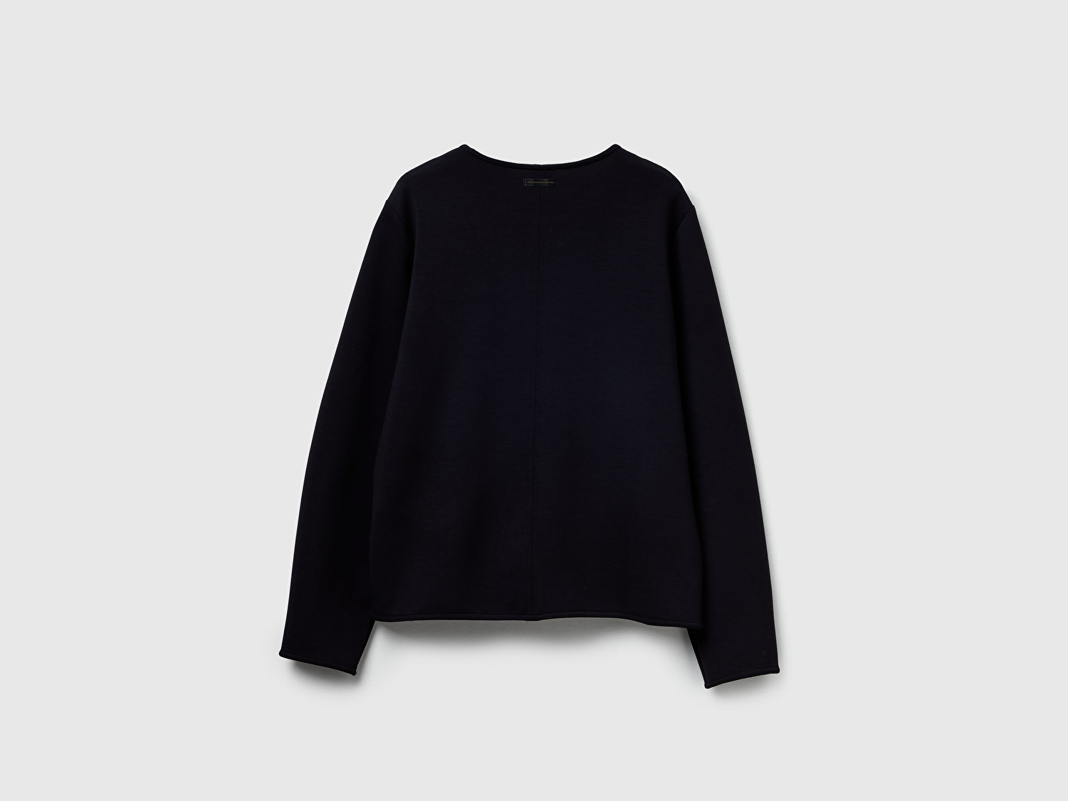 Benetton Kadın Siyah Modal Karışımlı Etiket Detaylı Bisiklet Yaka Sweatshirt