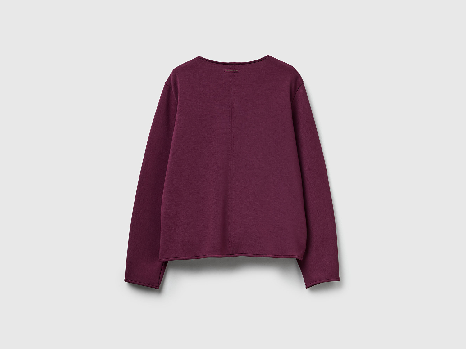 Benetton Kadın Mürdüm Modal Karışımlı Etiket Detaylı Bisiklet Yaka Sweatshirt
