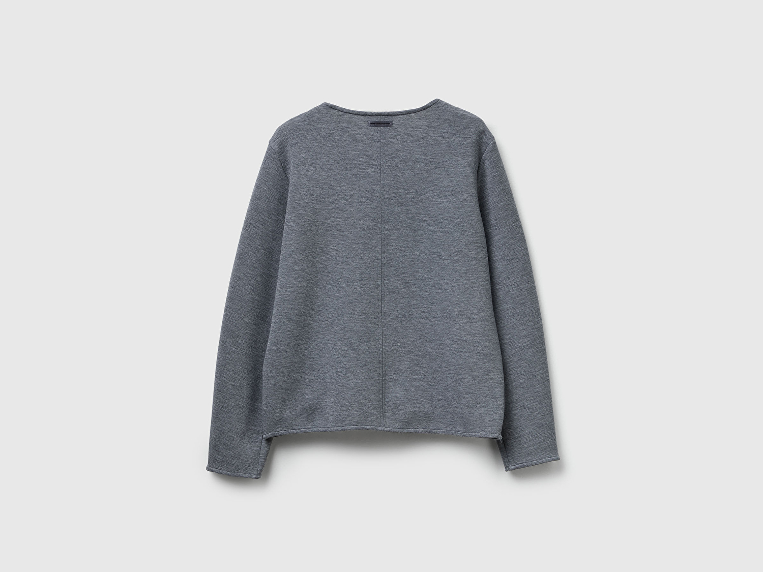 Benetton Kadın Açık Gri Modal Karışımlı Etiket Detaylı Bisiklet Yaka Sweatshirt