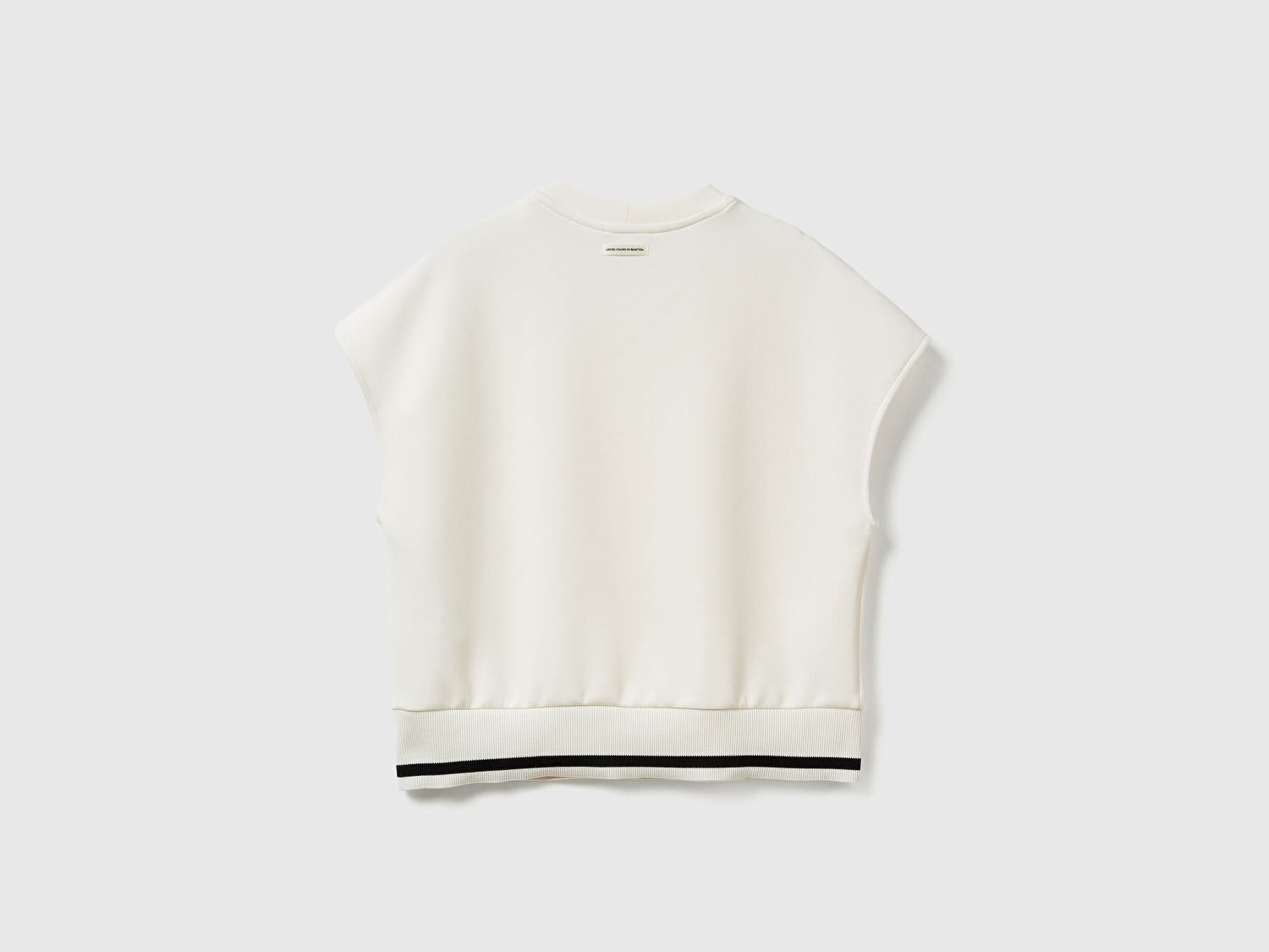 Benetton Kadın Krem Modal Karışımlı Beli Çizgi Detaylı Kolsuz Sweatshirt