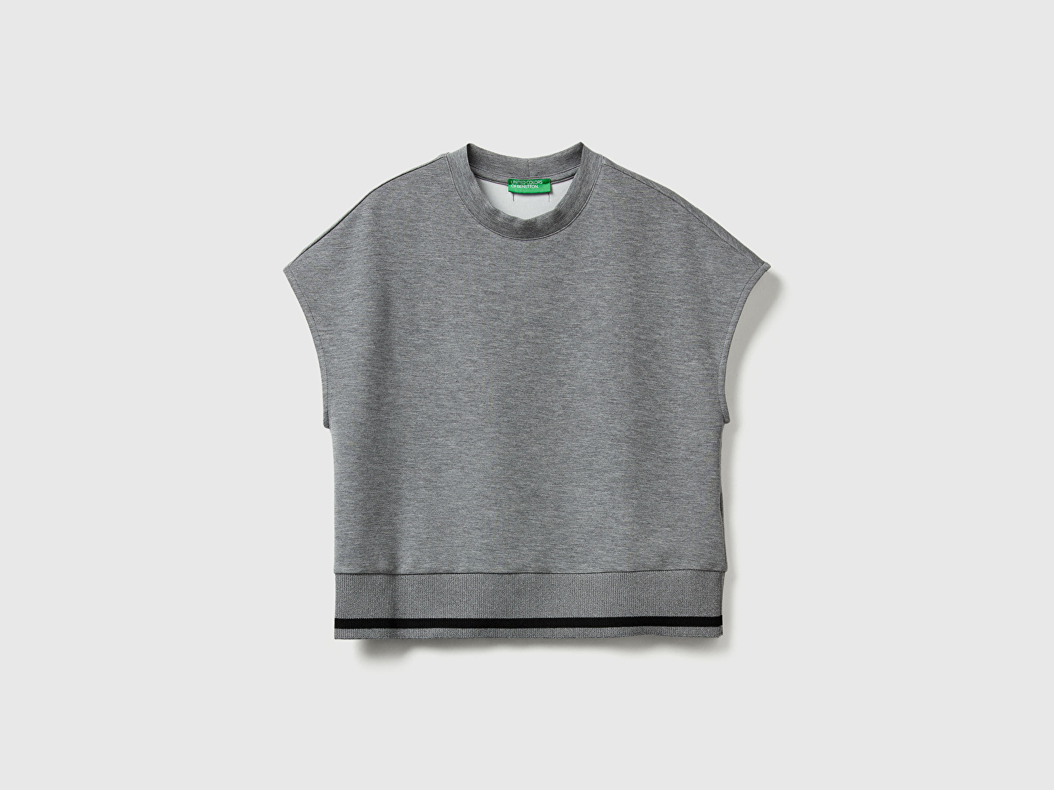 Benetton Kadın Açık Gri Modal Karışımlı Beli Çizgi Detaylı Kolsuz Sweatshirt