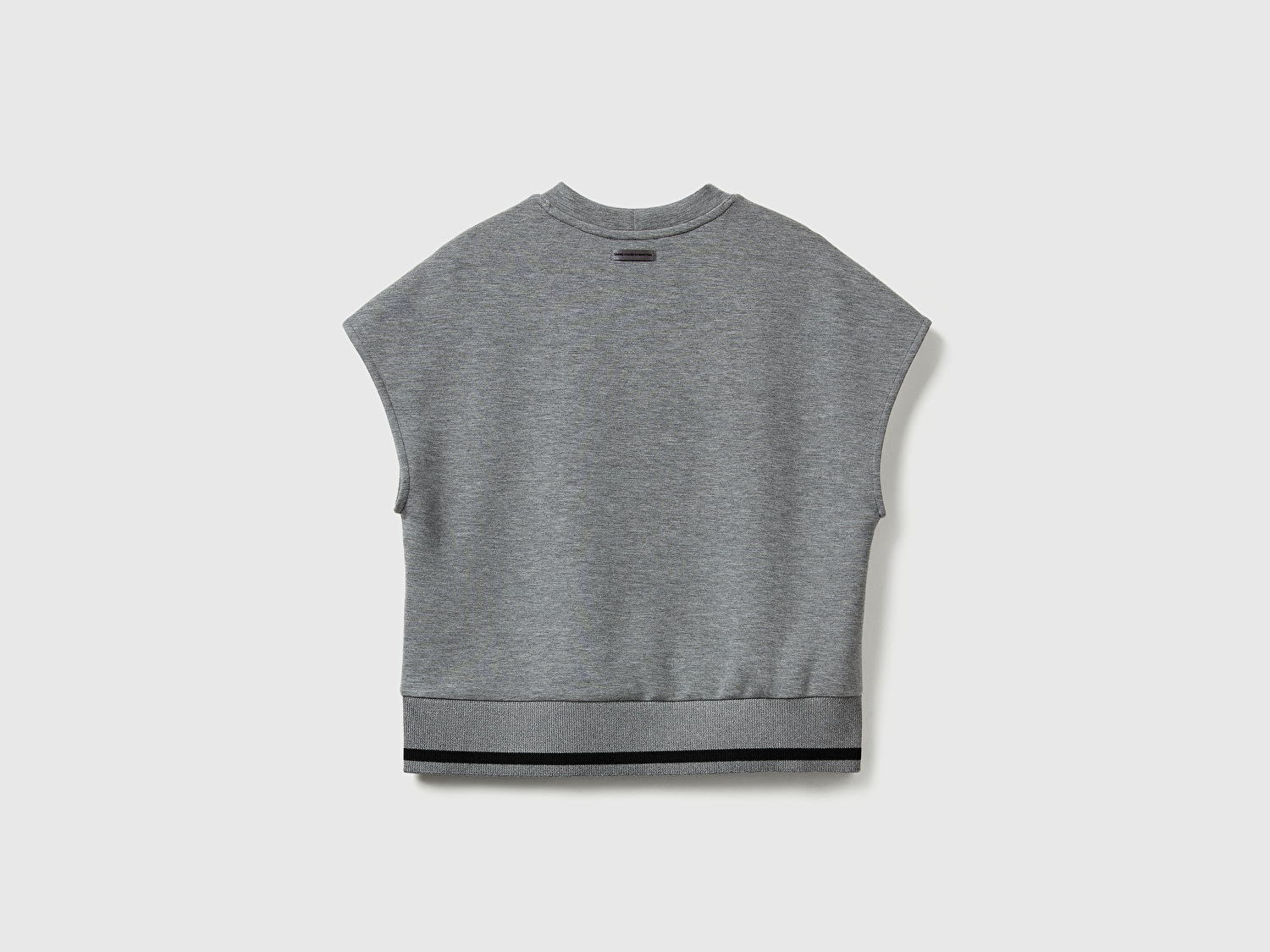 Benetton Kadın Açık Gri Modal Karışımlı Beli Çizgi Detaylı Kolsuz Sweatshirt