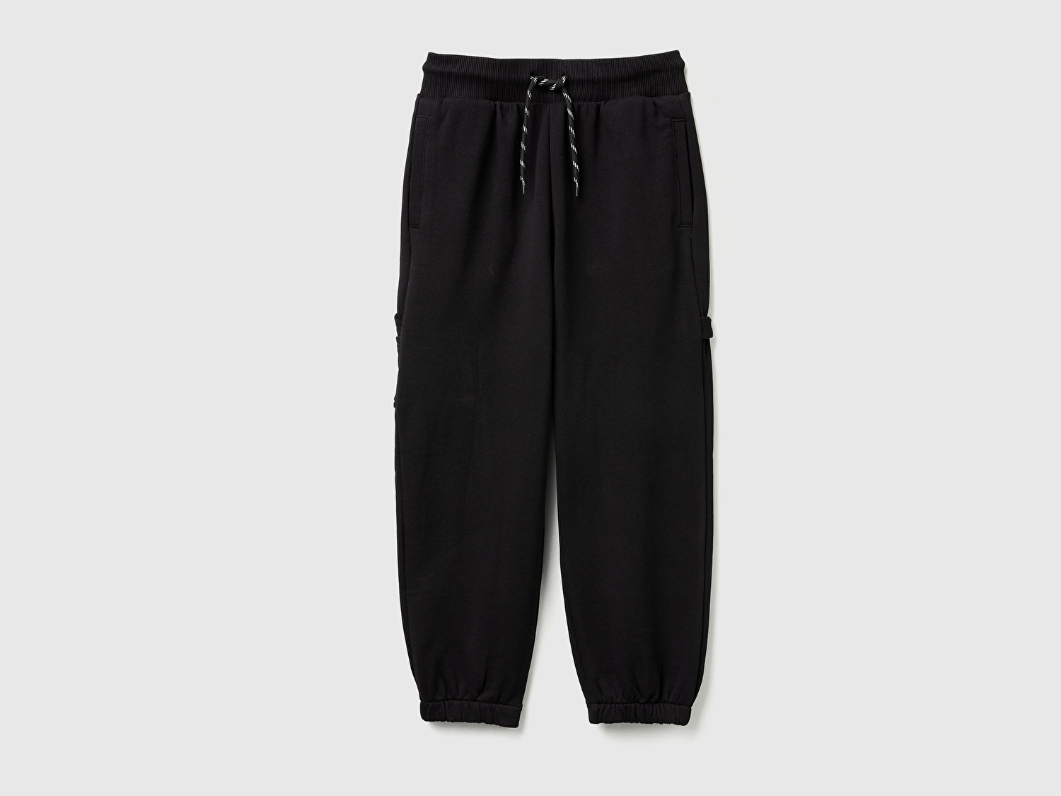 Benetton Erkek Çocuk Siyah Cep Detaylı Bileği Büzgülü İpli  Eşofman Altı