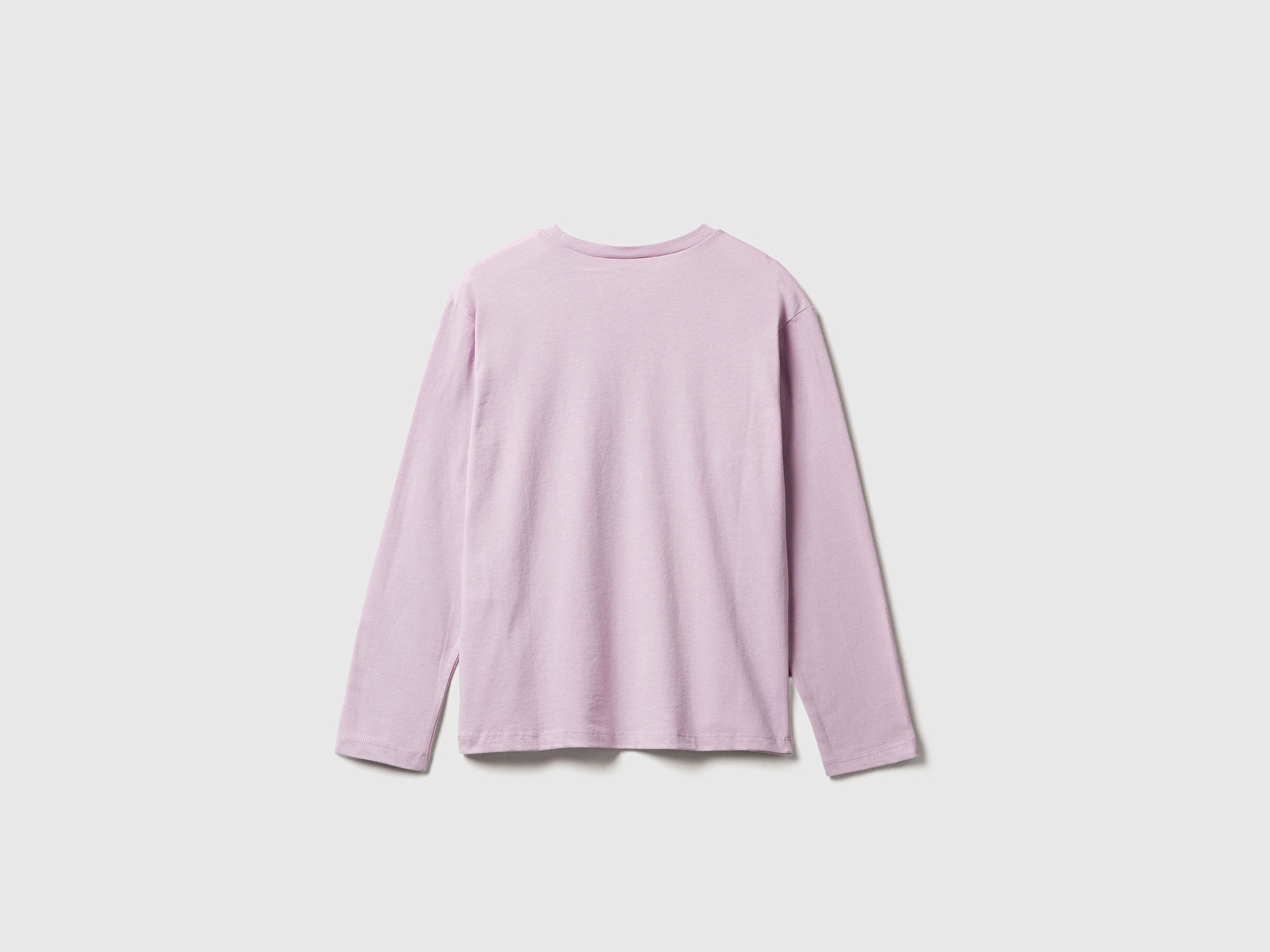Benetton Kız Çocuk Lila Önü Baskılı Ribana Yakalı Relaxed Fit Uzun Kollu T-shirt