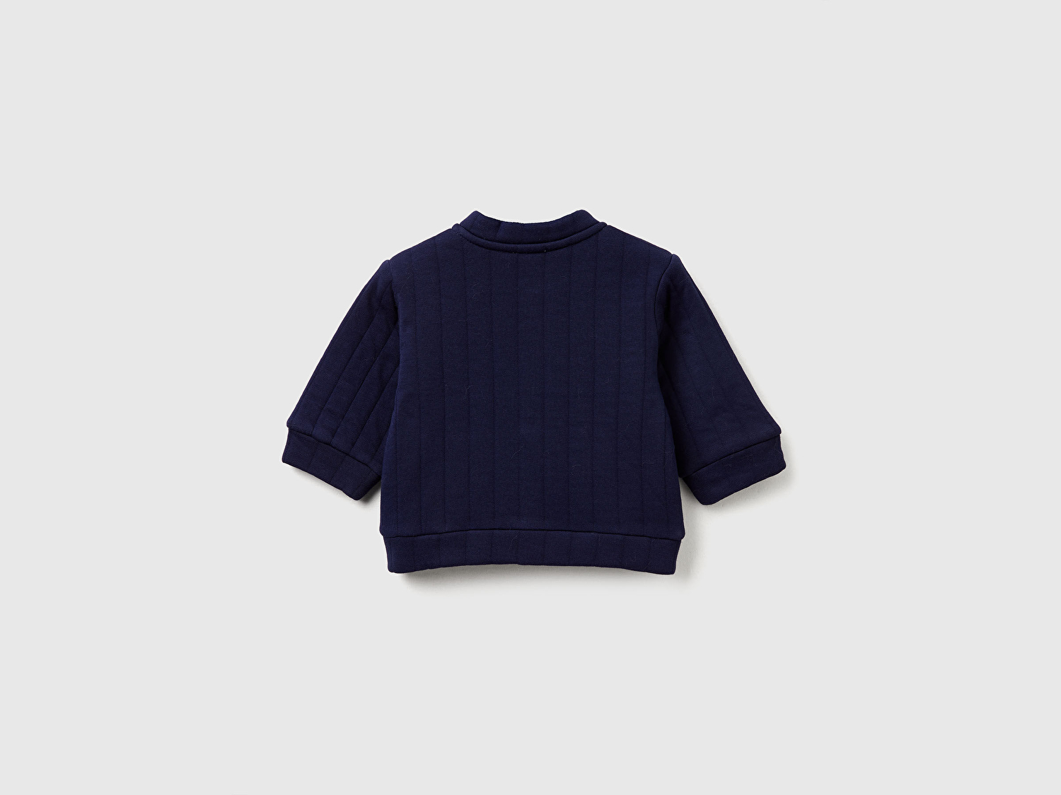 Benetton Bebek Lacivert Şerit Desenli Logo Etiketli Çıtçıtlı Cepli Kapitone Bomber Ceket