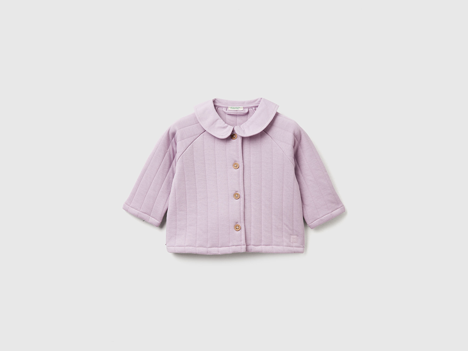 Benetton Bebek Lila Logo Etiketli Önü Düğmeli Hafif Dolgulu Kloş Sweatshirt Hırka