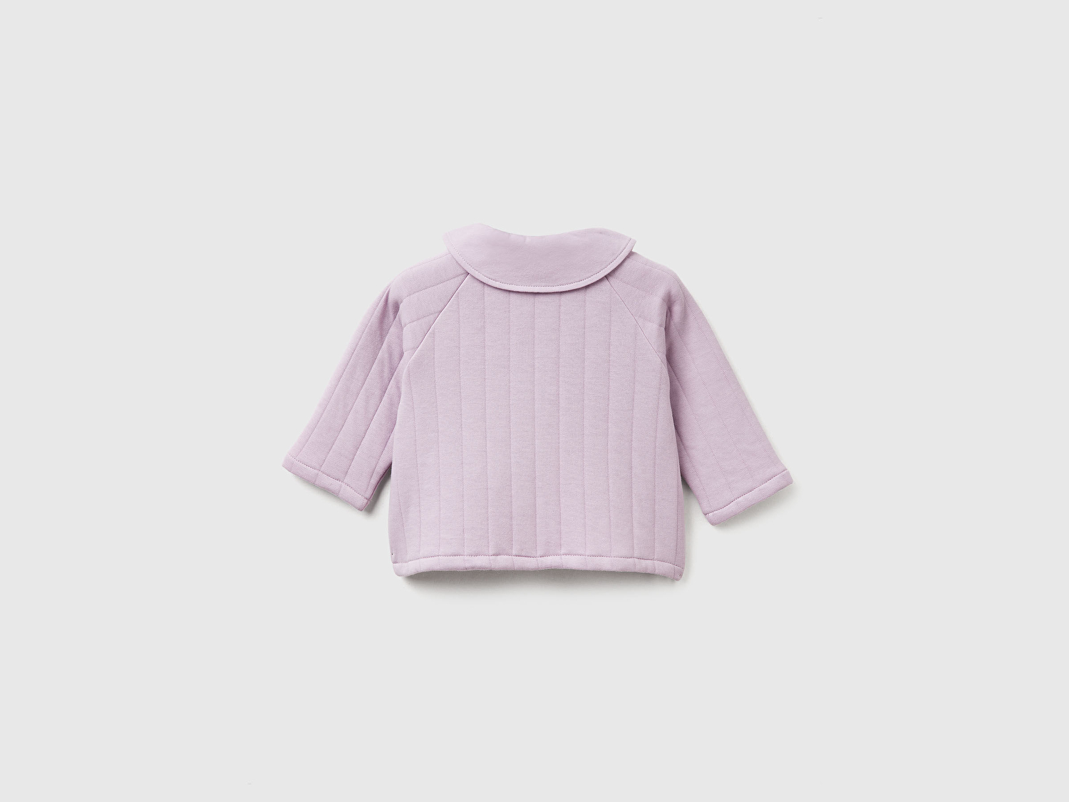 Benetton Bebek Lila Logo Etiketli Önü Düğmeli Hafif Dolgulu Kloş Sweatshirt Hırka