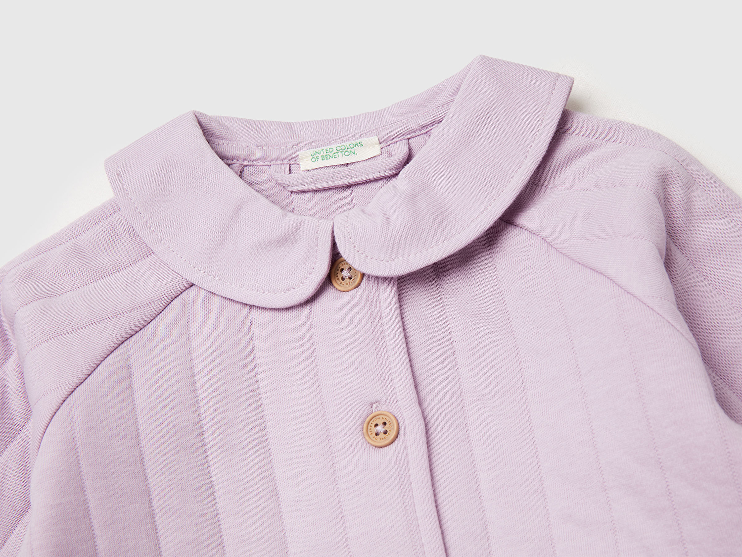 Benetton Bebek Lila Logo Etiketli Önü Düğmeli Hafif Dolgulu Kloş Sweatshirt Hırka