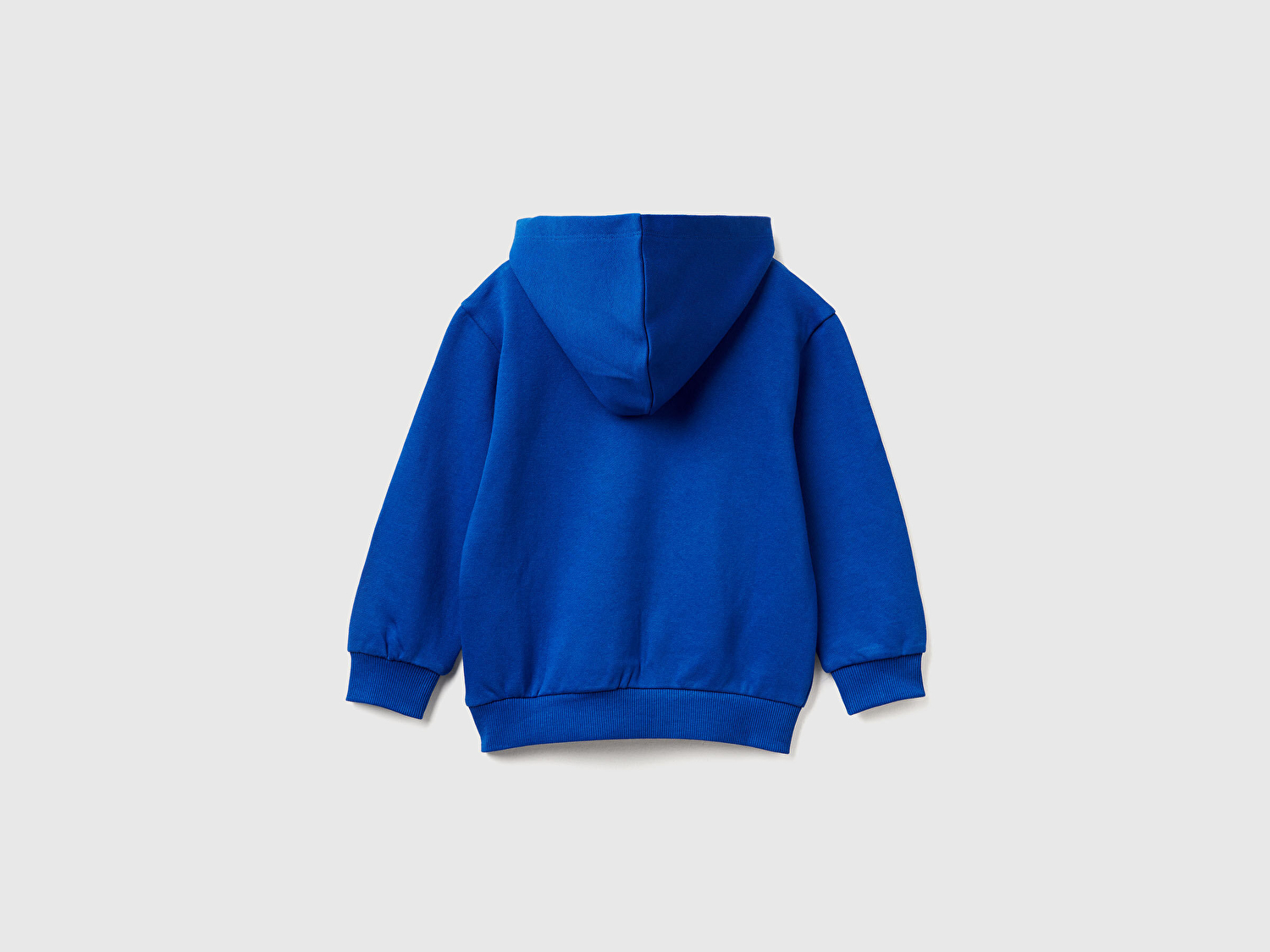 Benetton Erkek Bebek Saks Mavisi Batwheels Baskılı Logo Etiketli Nervürlü Kapüşonlu  Sweatshirt
