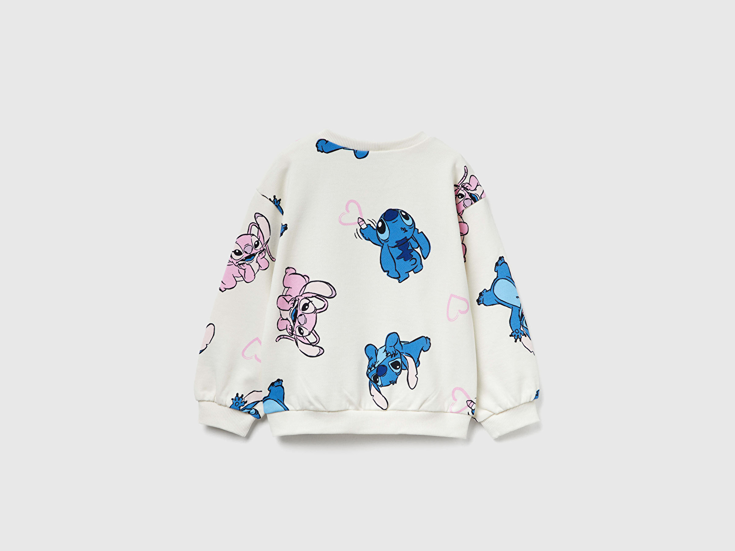 Benetton Kız Bebek Ekru Mix Tamamı Baskılı Logo Etiketli Comfort Fit  Sweatshirt