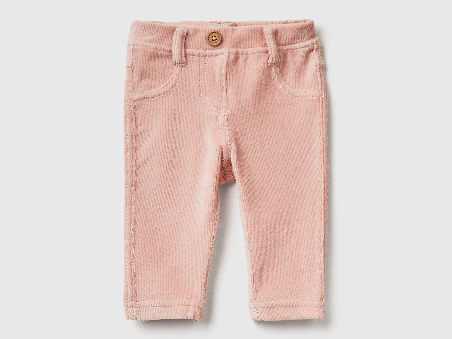 Benetton Bebek Toz Pembe Arka Cebi Tavşan İşlemeli Pantolon