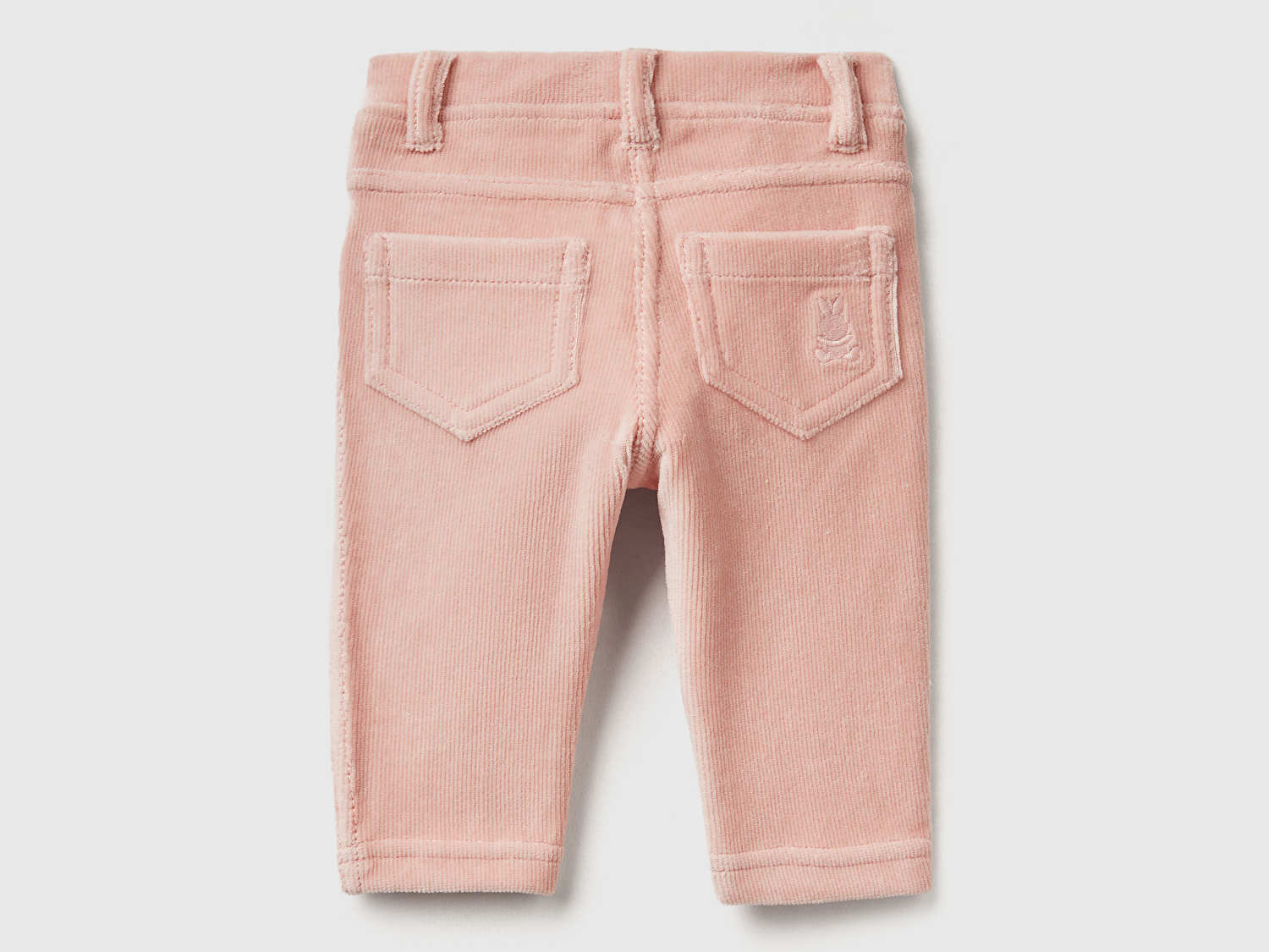 Benetton Bebek Toz Pembe Arka Cebi Tavşan İşlemeli Pantolon