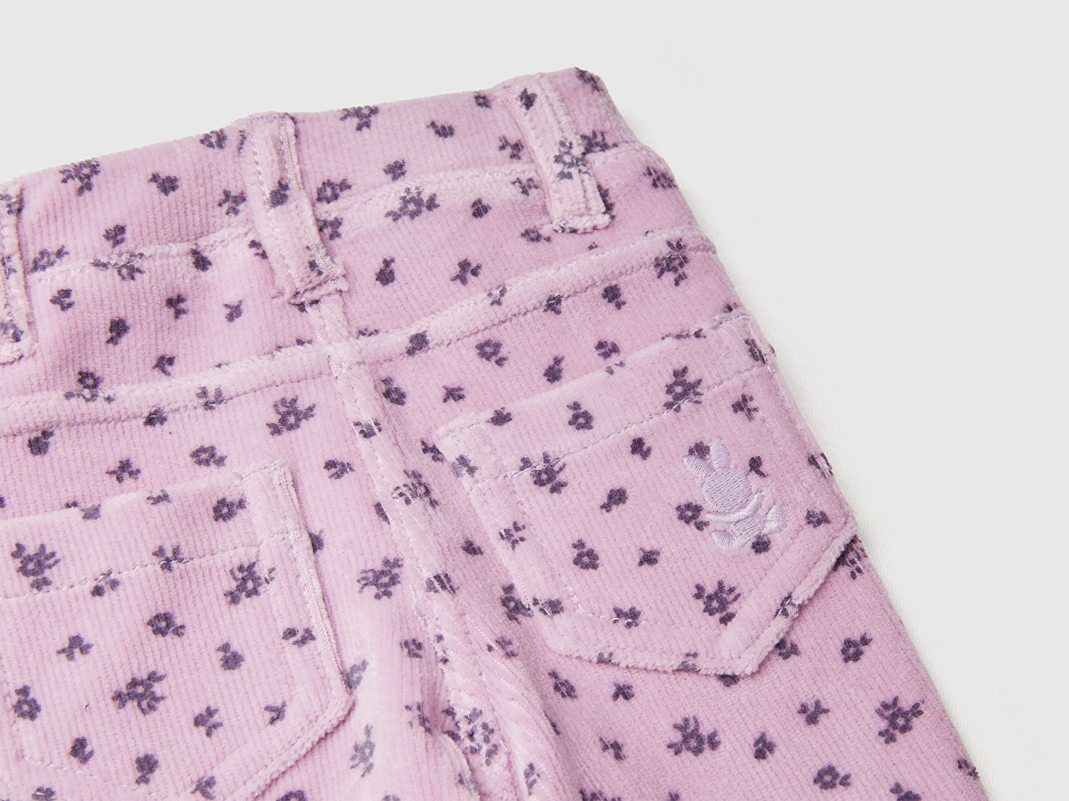 Benetton Bebek Lila Tamamı Desenli Düğmeli Cepli Pantolon