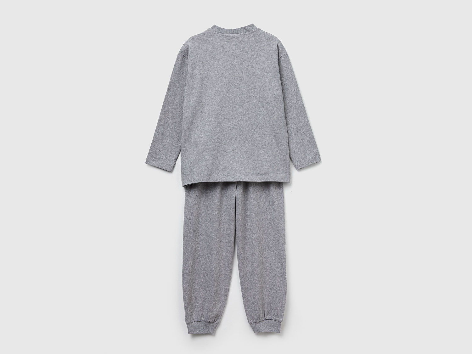 Benetton Erkek Çocuk Gri Melanj Logolu Düz Renk Pijama Takımı