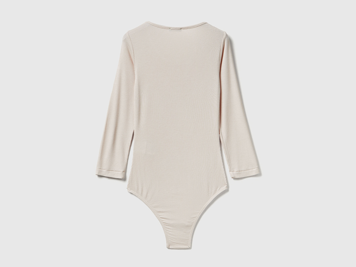Benetton Kadın Krem Viskoz Karışımlı Yarım Kol Yuvarlak Yaka Body