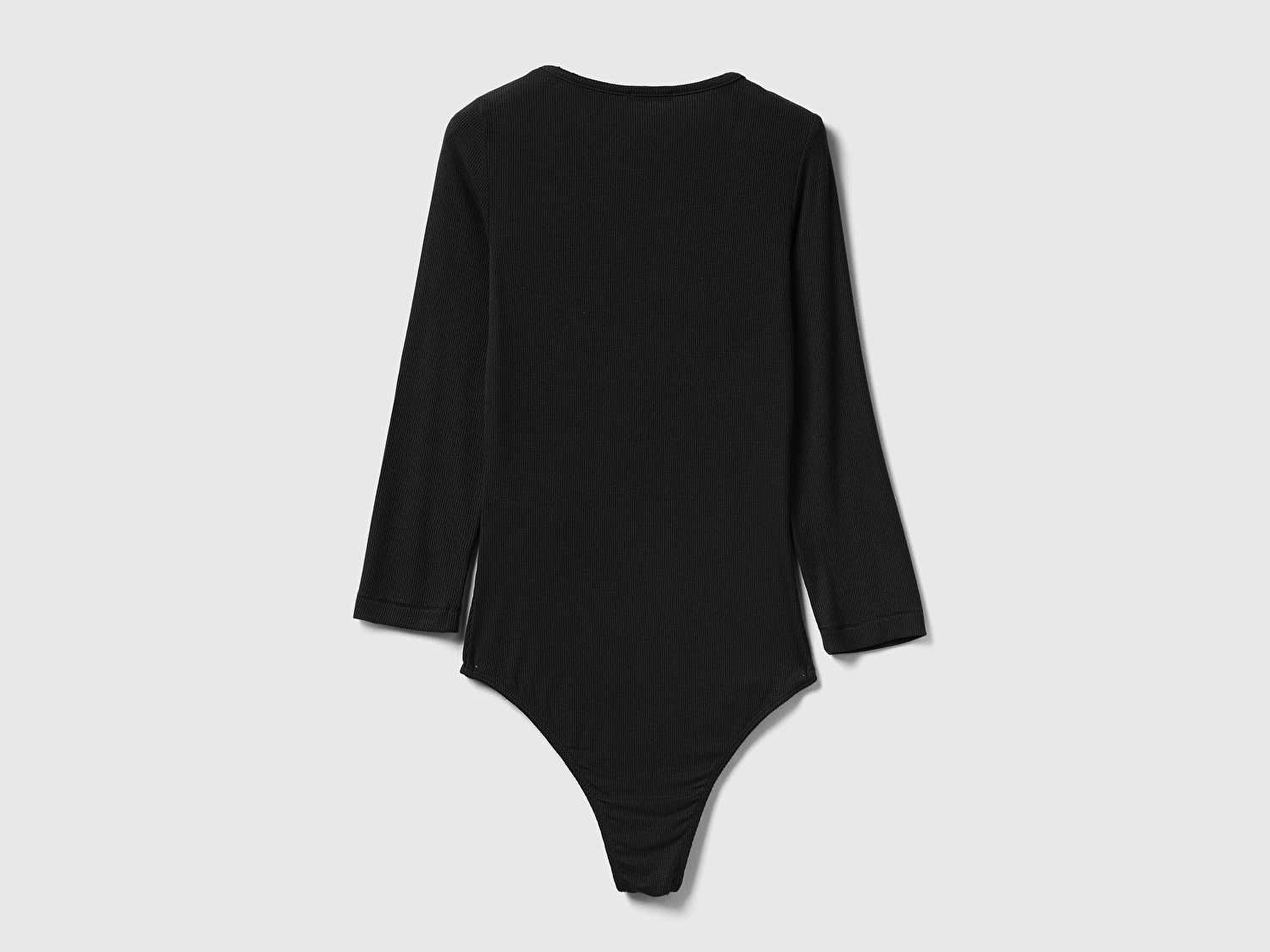 Benetton Kadın Siyah Viskoz Karışımlı Yarım Kol Yuvarlak Yaka Body
