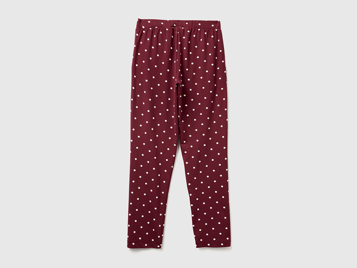 Benetton Kadın Bordo Pamuk Karışımlı Puantiyeli Cepli Logolu Pijama Altı