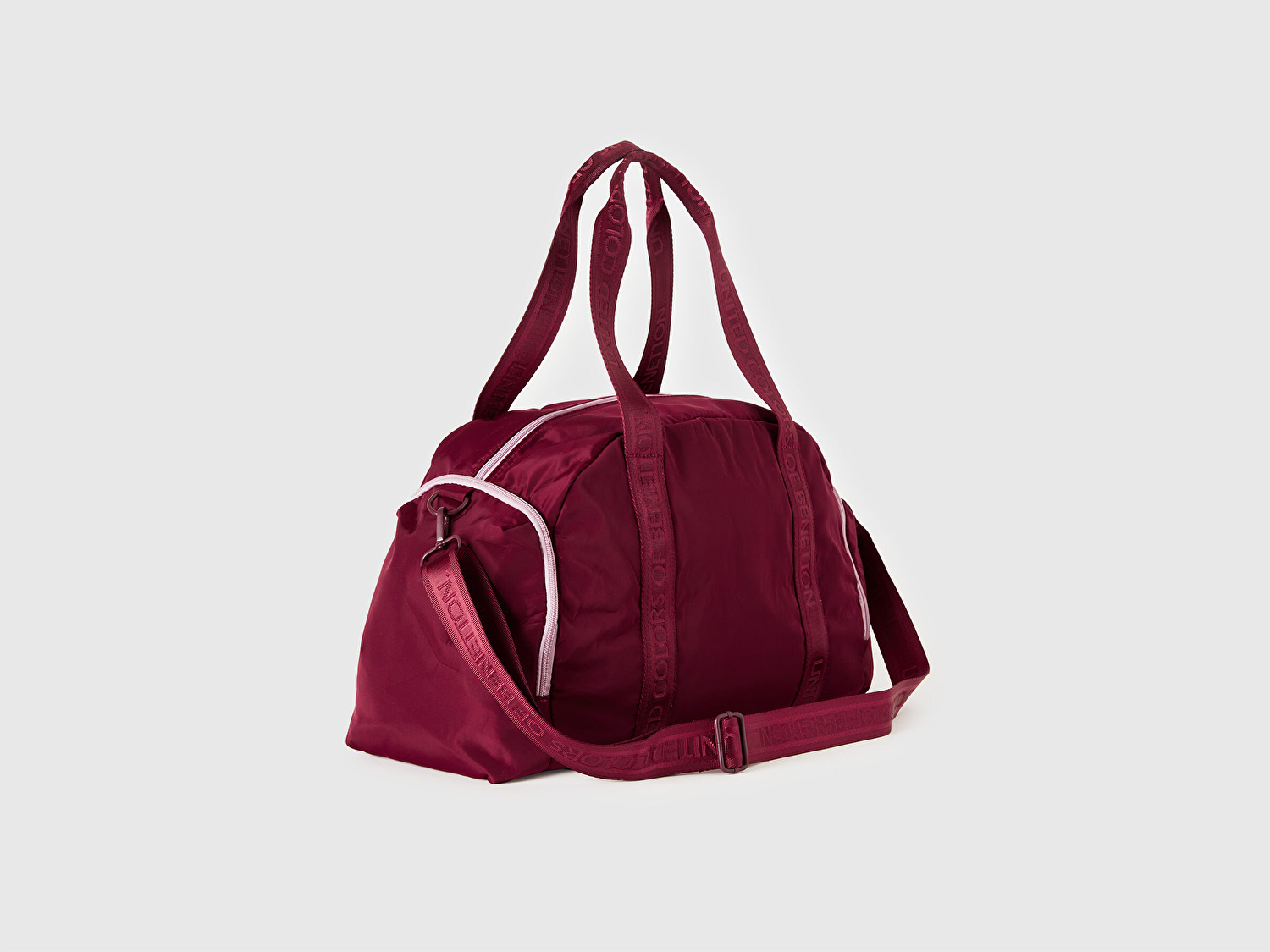 Benetton Kadın Bordo Logo Baskılı Fermuarlı Ayarlanabilir Askılı Spor Çanta