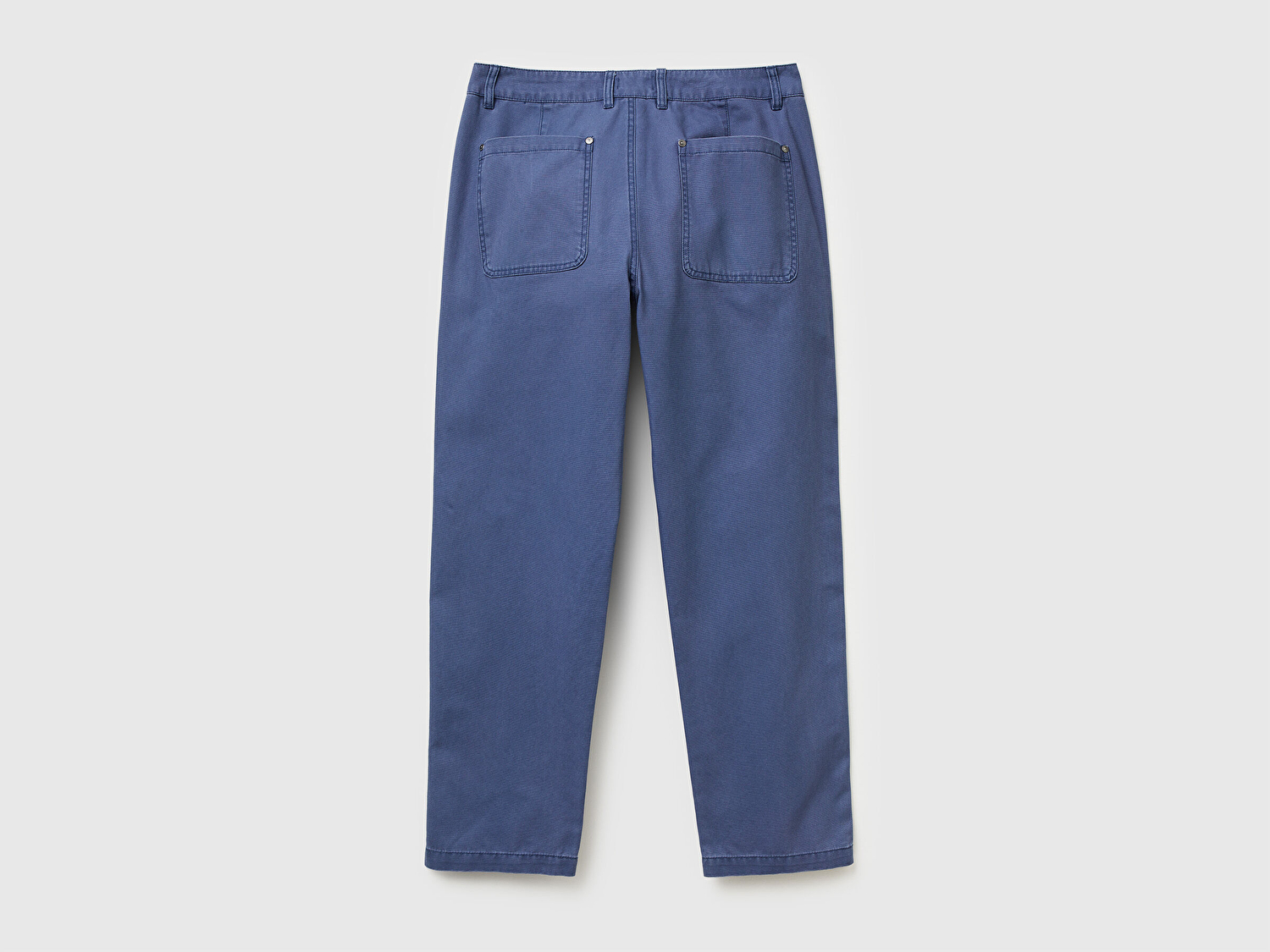 Benetton Erkek Mavi %100 Pamuk Arka Cebi Logo Detaylı Pantolon