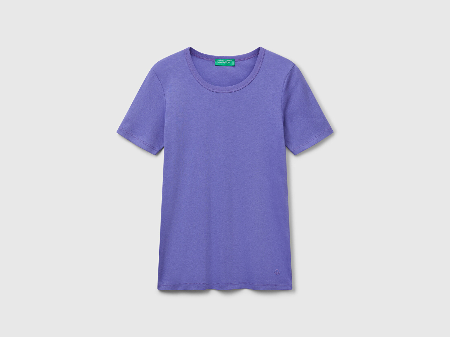 Benetton Kadın Mor %100 Koton Basic Kısa Kollu Bisiklet Yaka T-Shirt