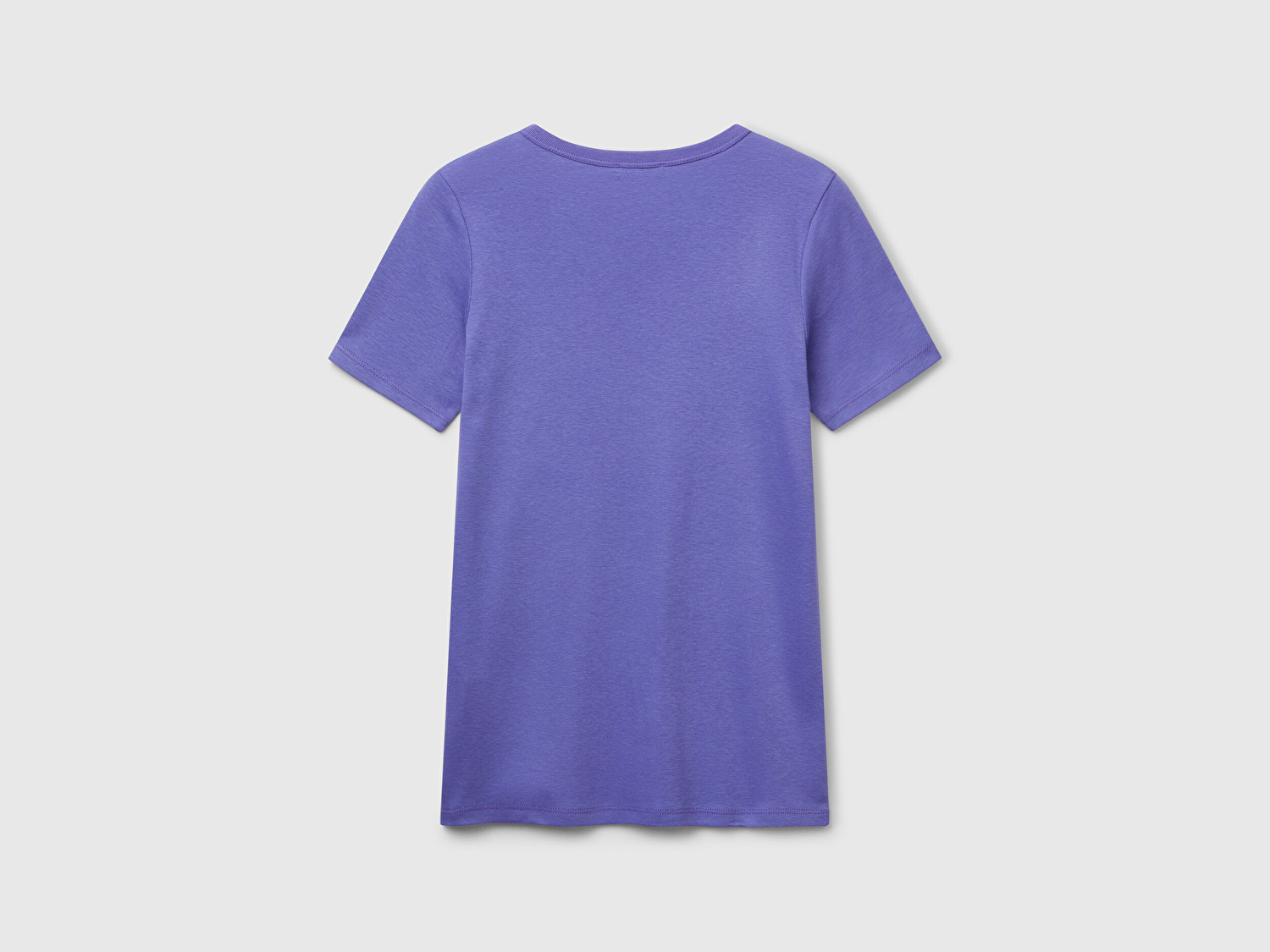 Benetton Kadın Mor %100 Koton Basic Kısa Kollu Bisiklet Yaka T-Shirt