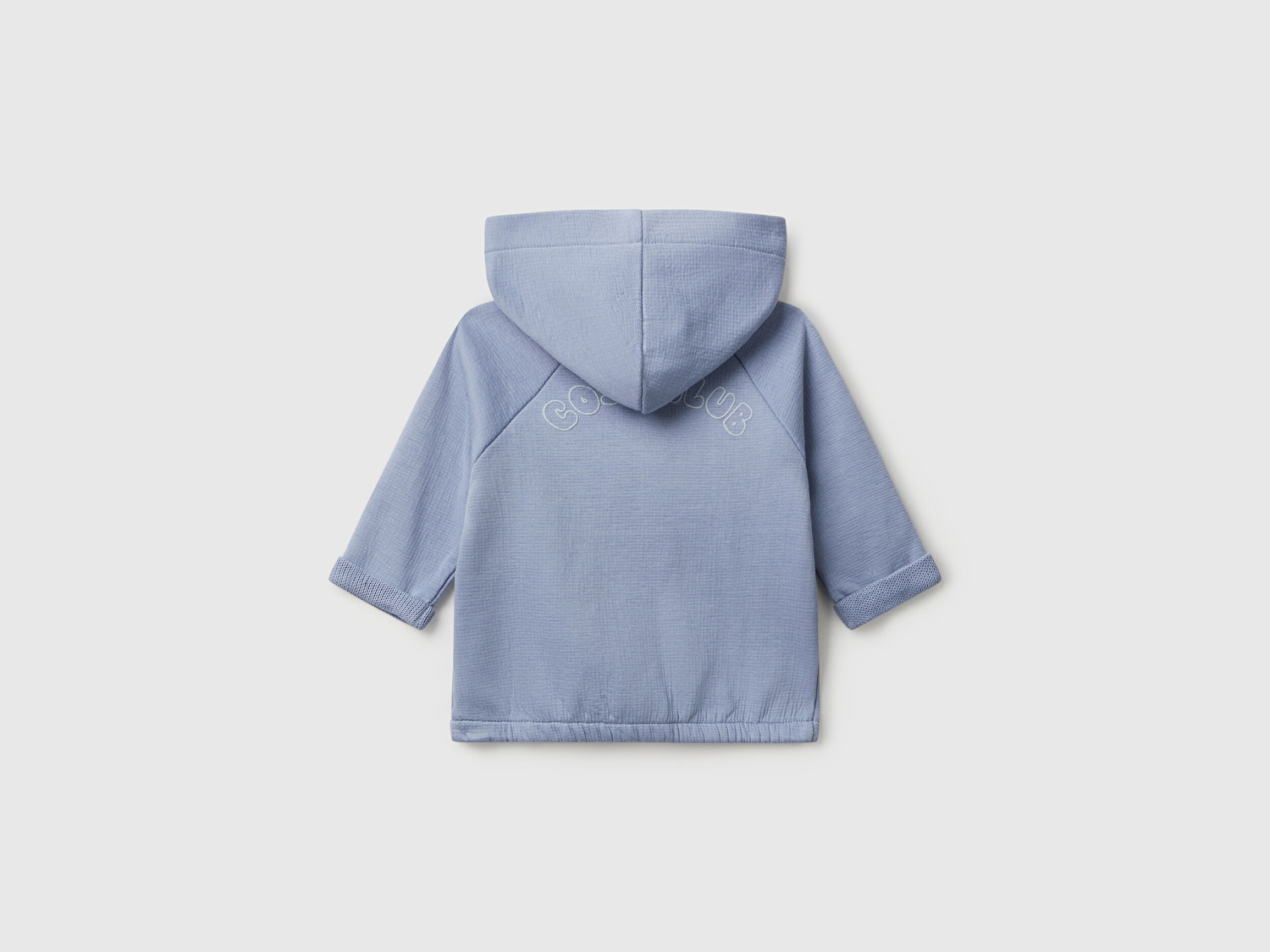 Benetton Bebek Mavi Arkası Yazı Baskılı Logo Etiketli Kapüşonlu Sweatshirt