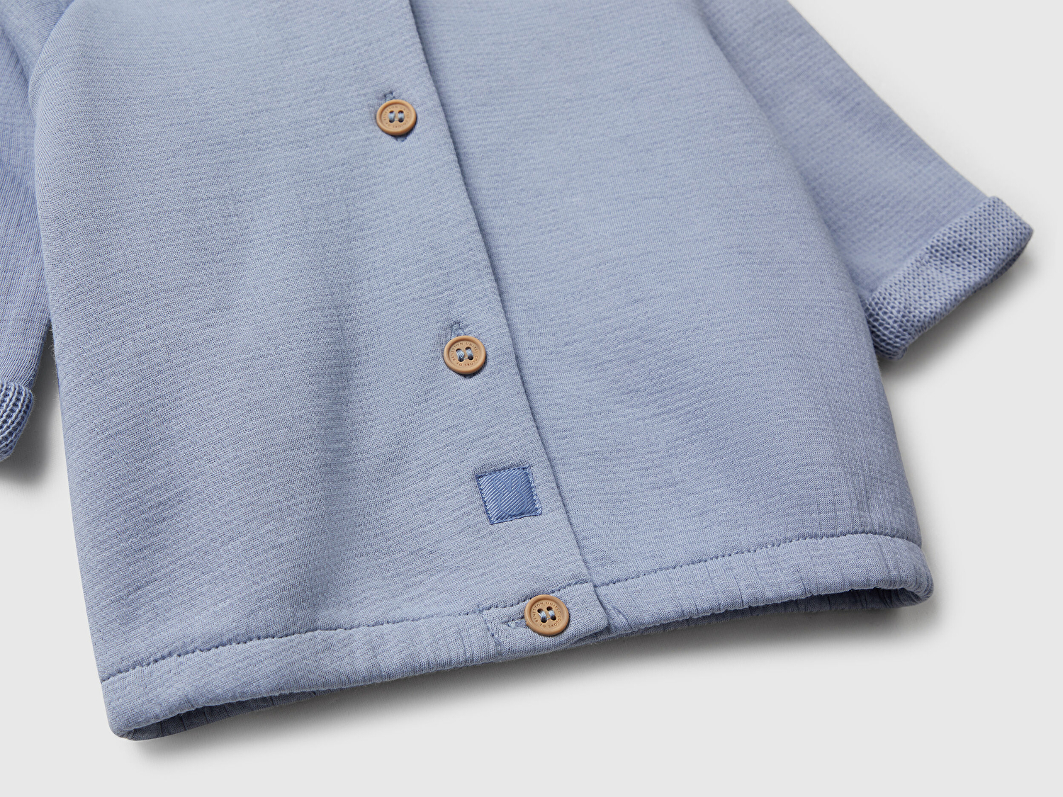 Benetton Bebek Mavi Arkası Yazı Baskılı Logo Etiketli Kapüşonlu Sweatshirt