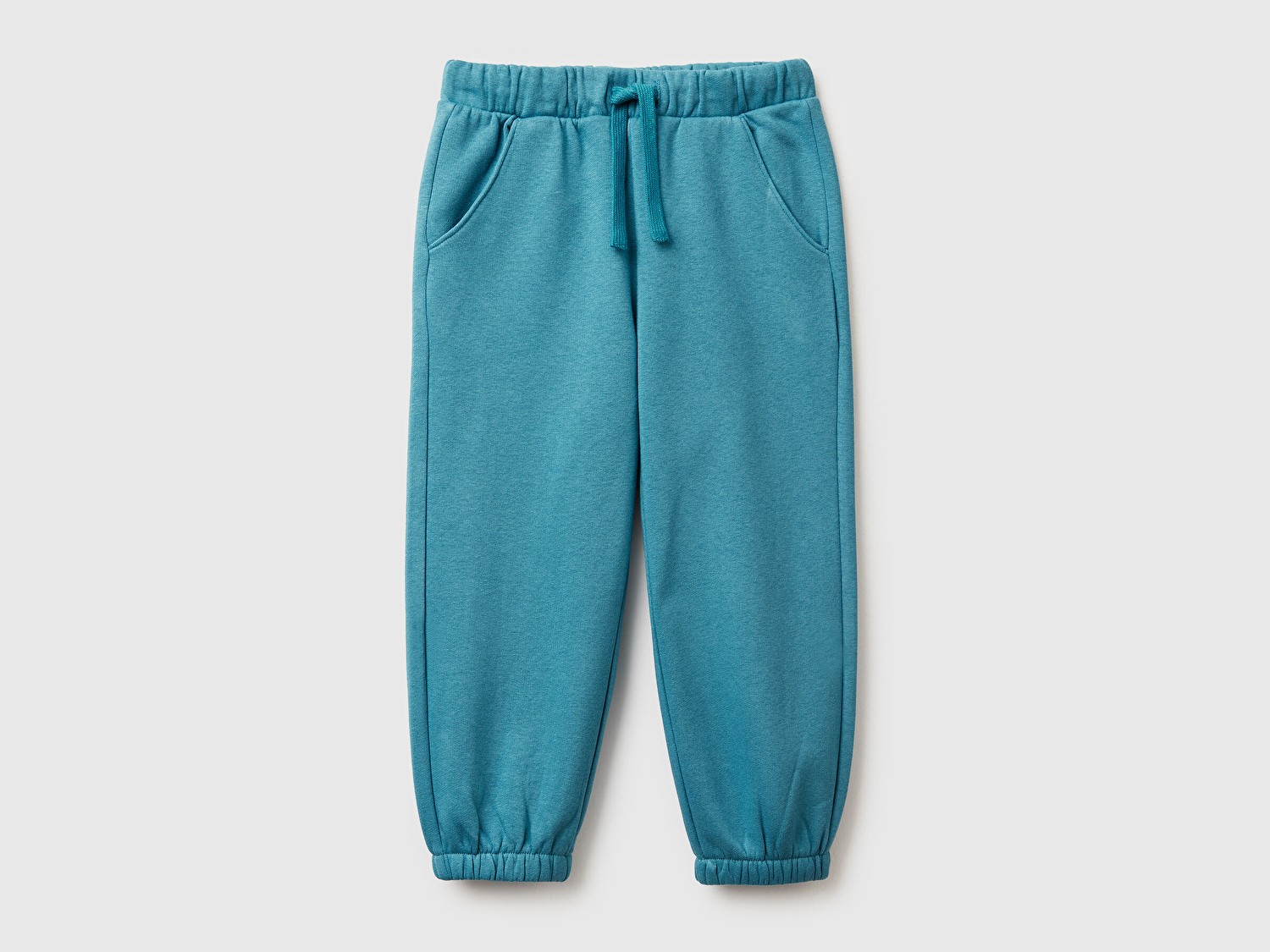 Benetton Kız Bebek Petrol Mavisi Arkası Logo Detaylı Beli Paçası Lastikli Büzgü İpli Eşofman Altı