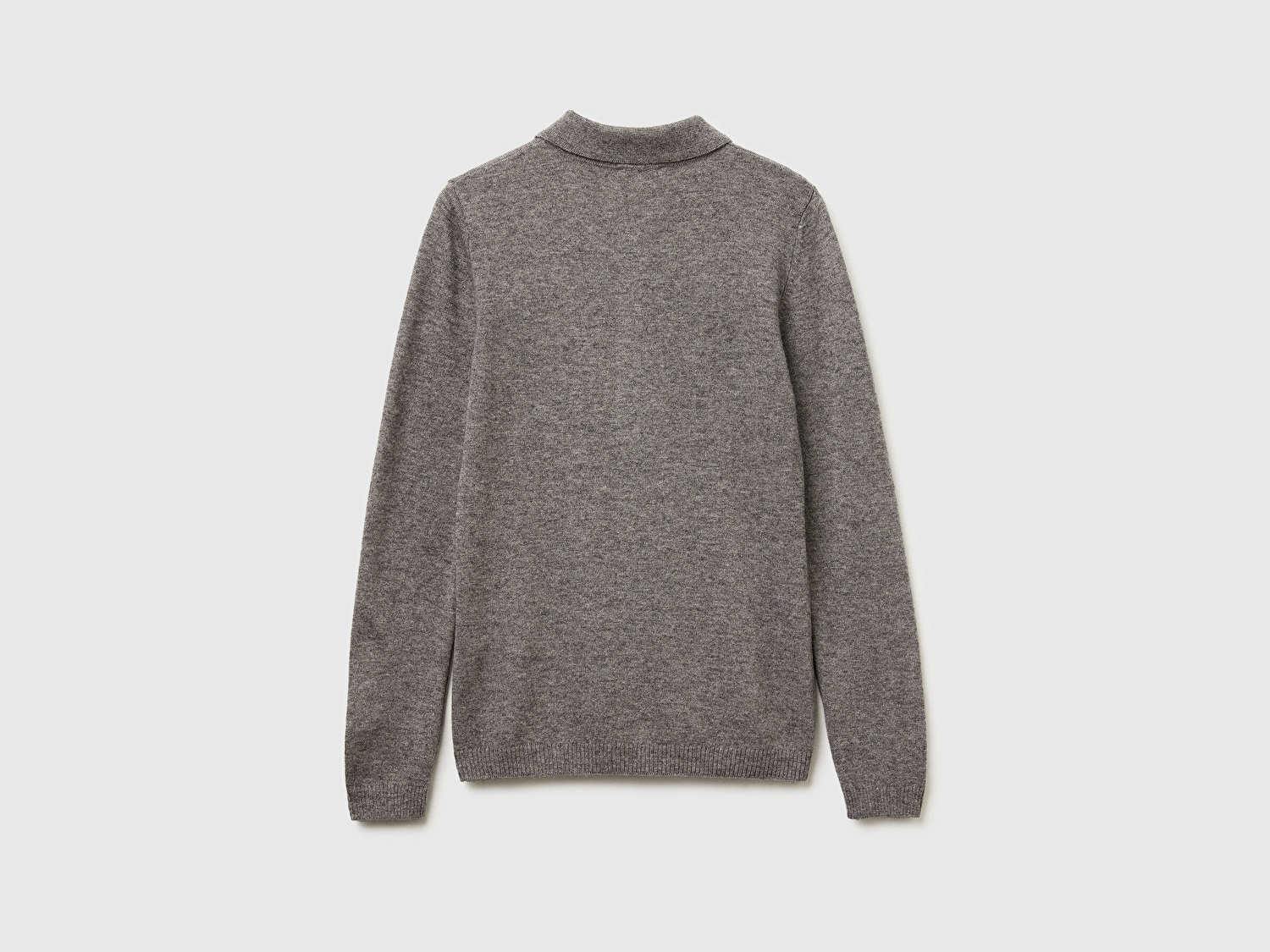 Benetton Kadın Antrasit Melanj Yün ve Kaşmir Karışımlı Regular Fit Polo Yaka Kazak