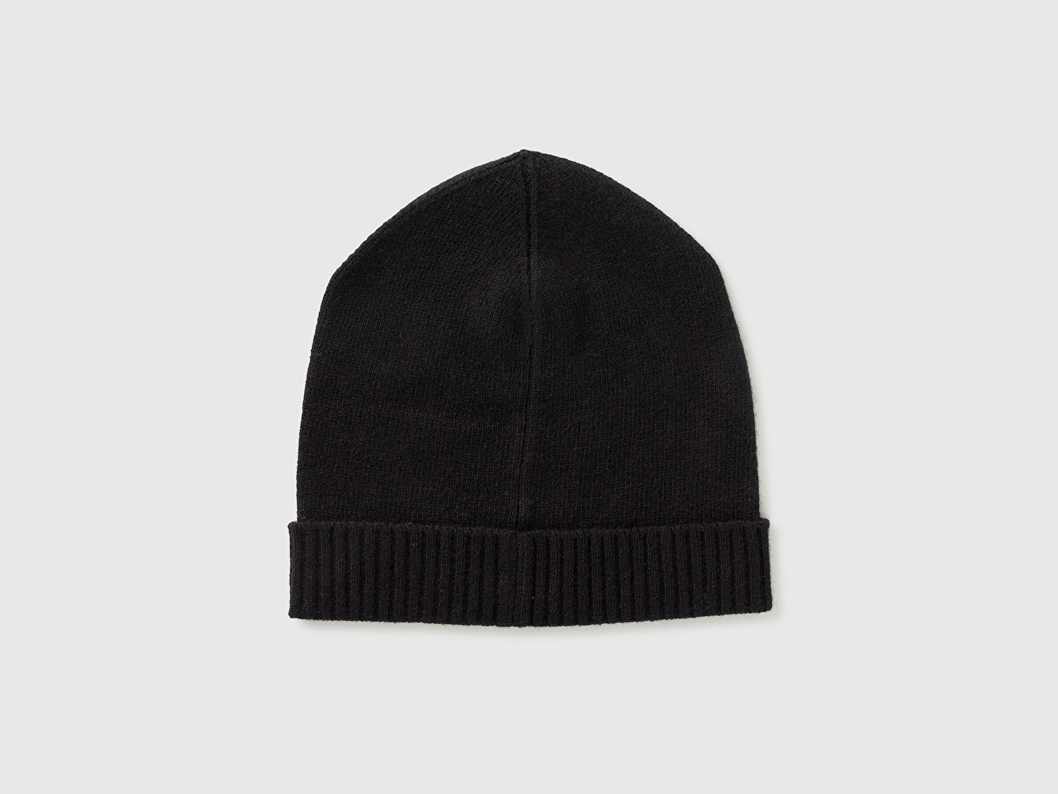 Benetton Kadın Sİyah Yün ve Kaşmir Karışımlı Önü Logo Detaylı Ribana Detaylı Bere